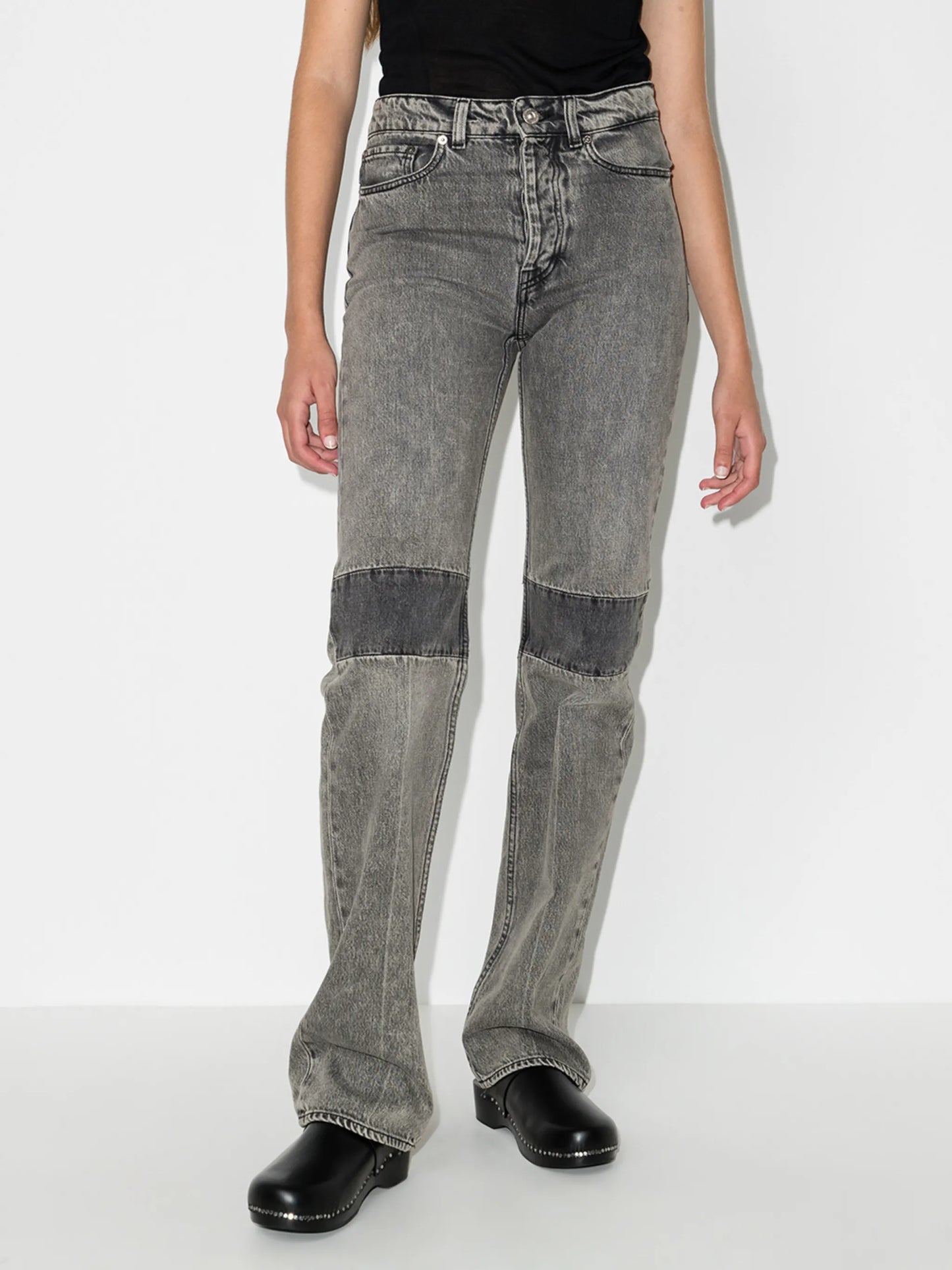 high-waisted straight-leg jeans