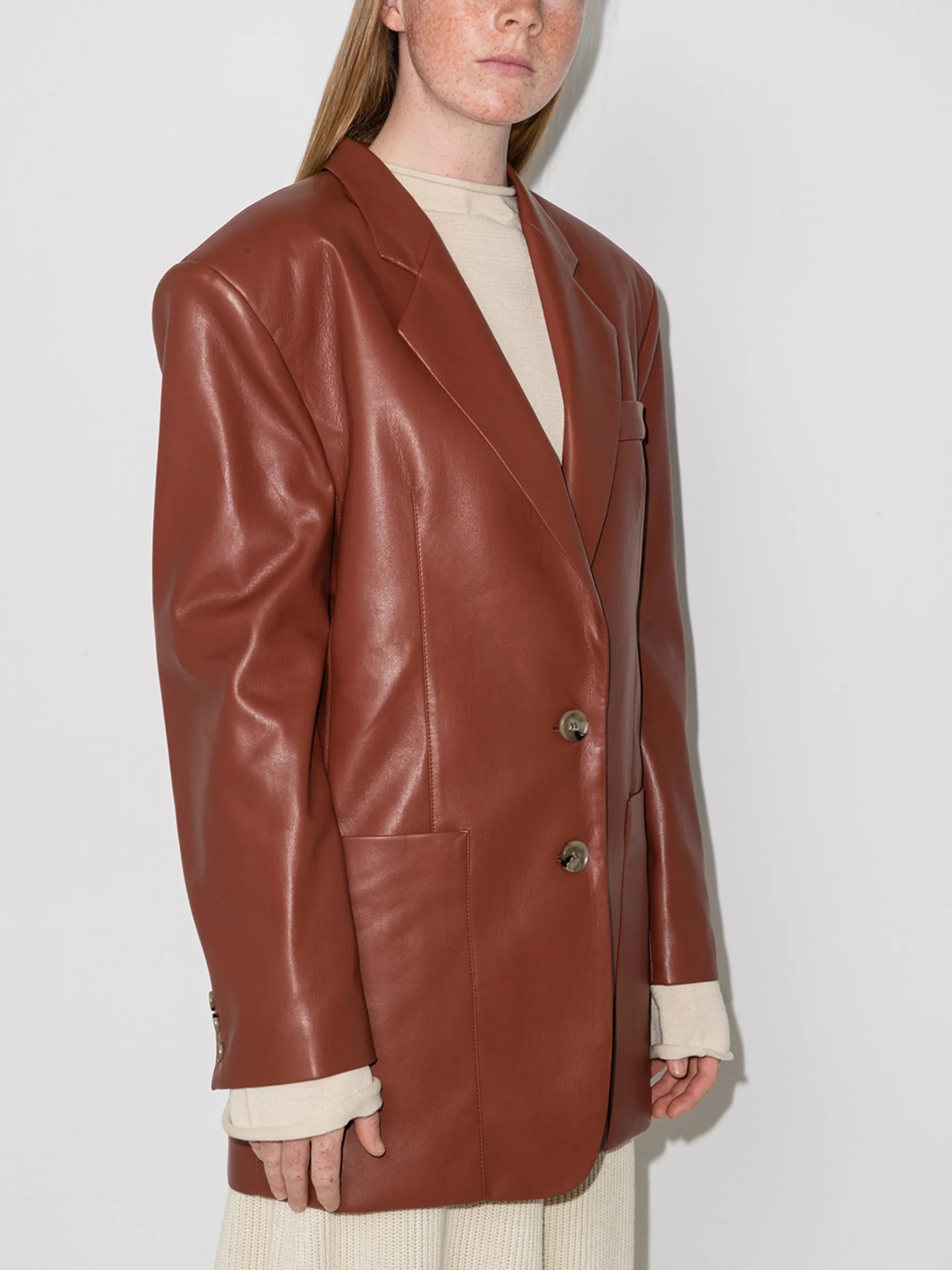 Evan faux-leather blazer