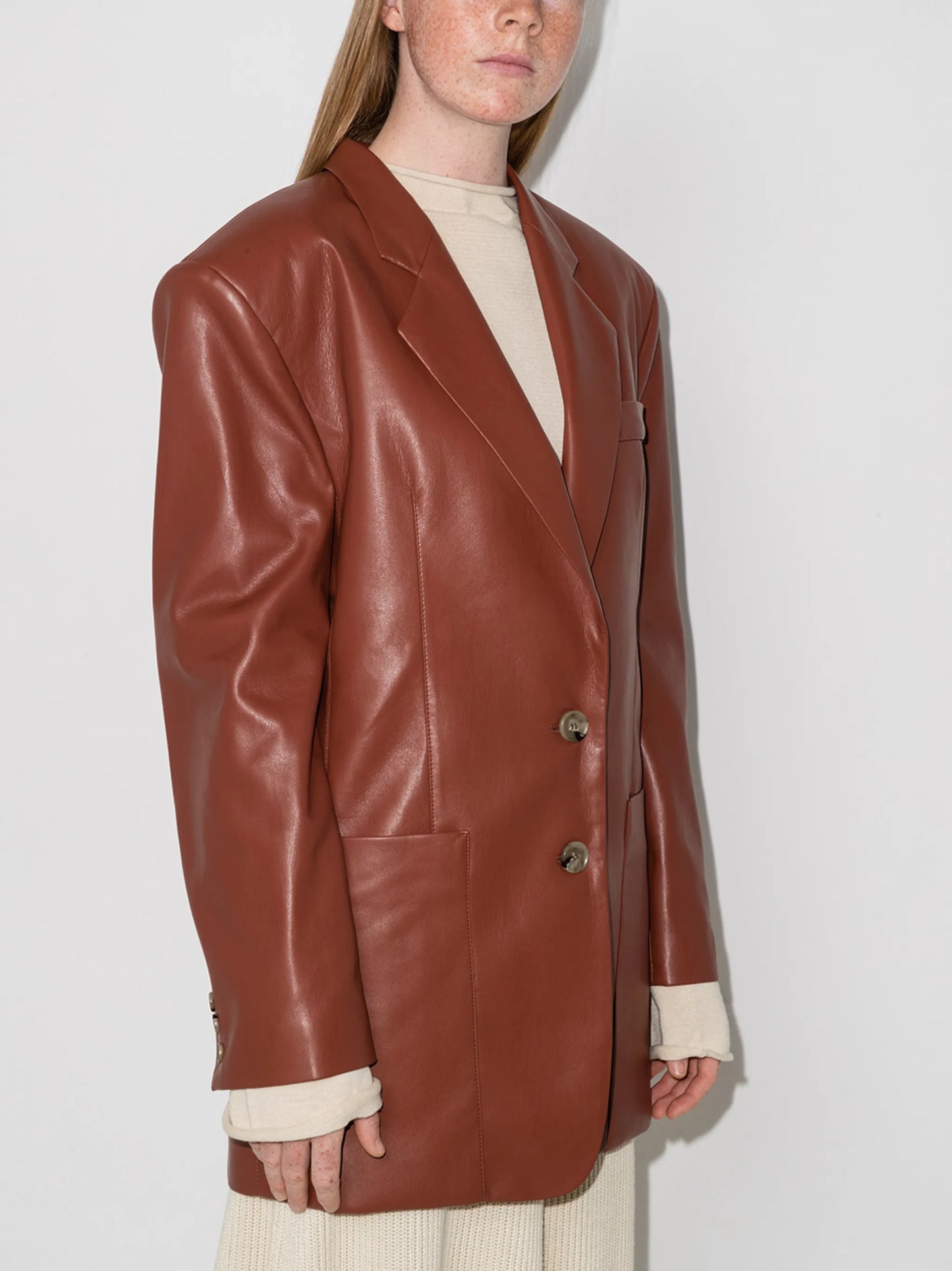 Evan faux-leather blazer