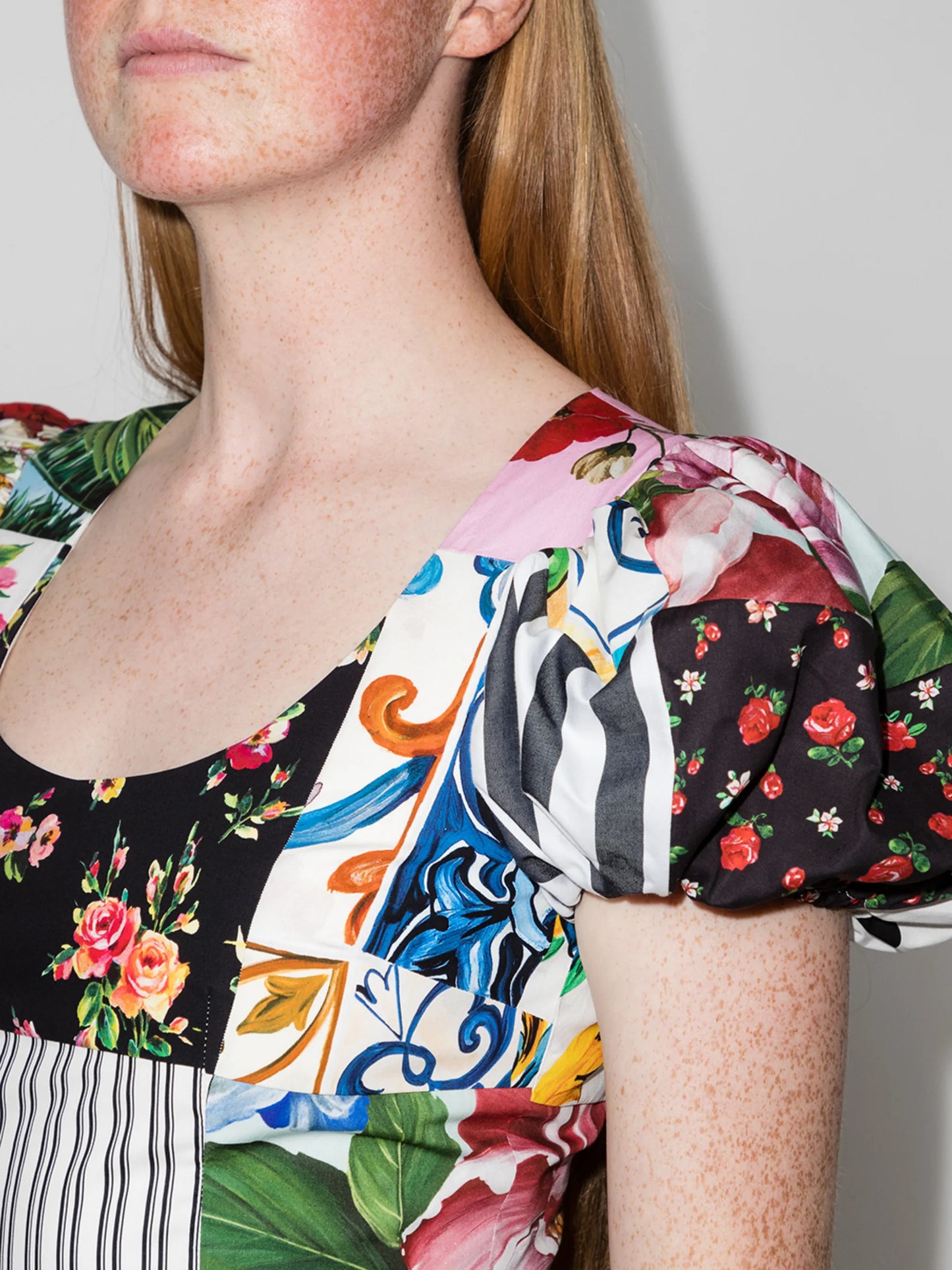 patchwork short-sleeve minidress