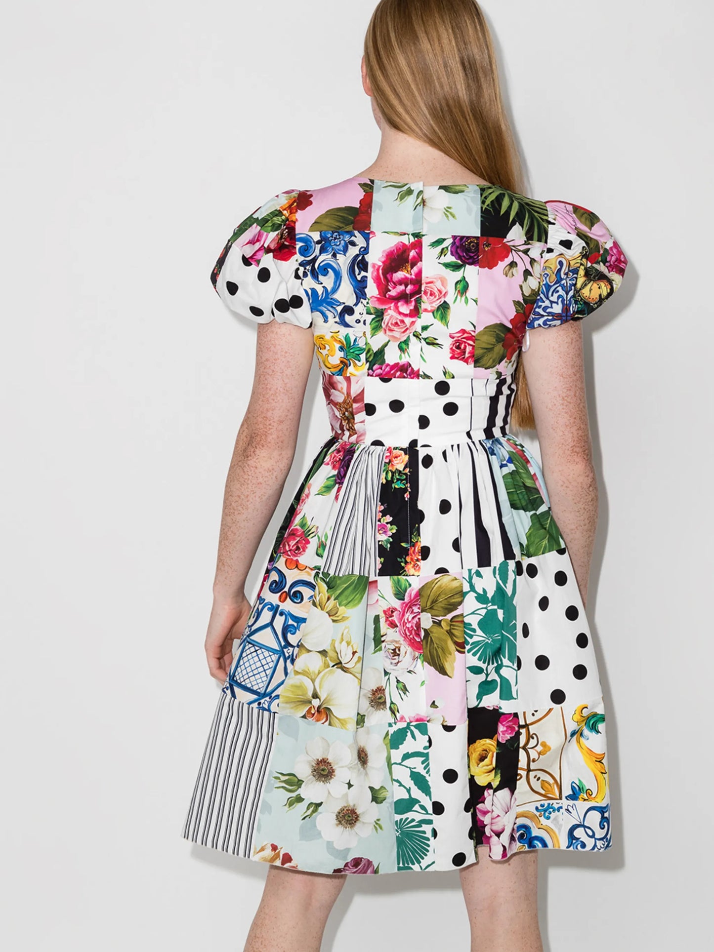 patchwork short-sleeve minidress
