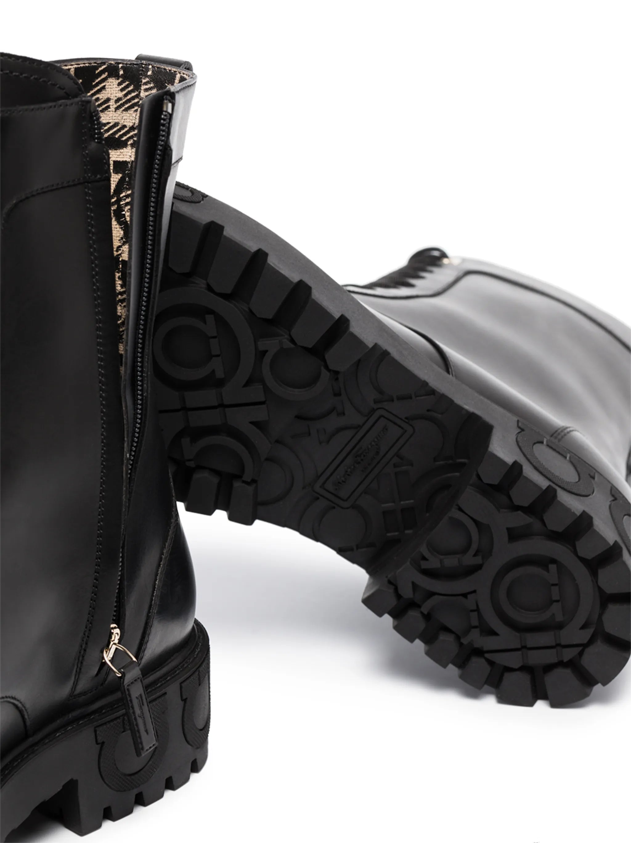 Gancini-motif combat boots