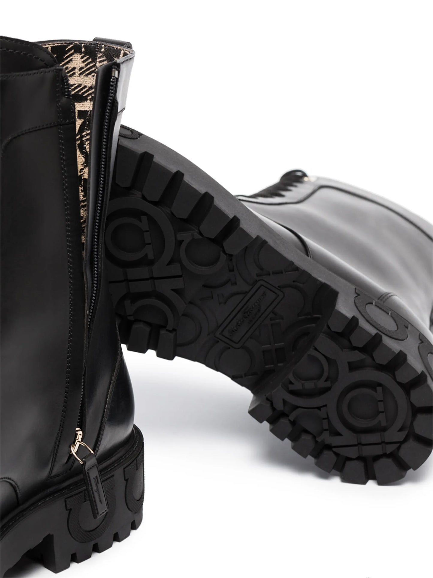 Gancini-motif combat boots