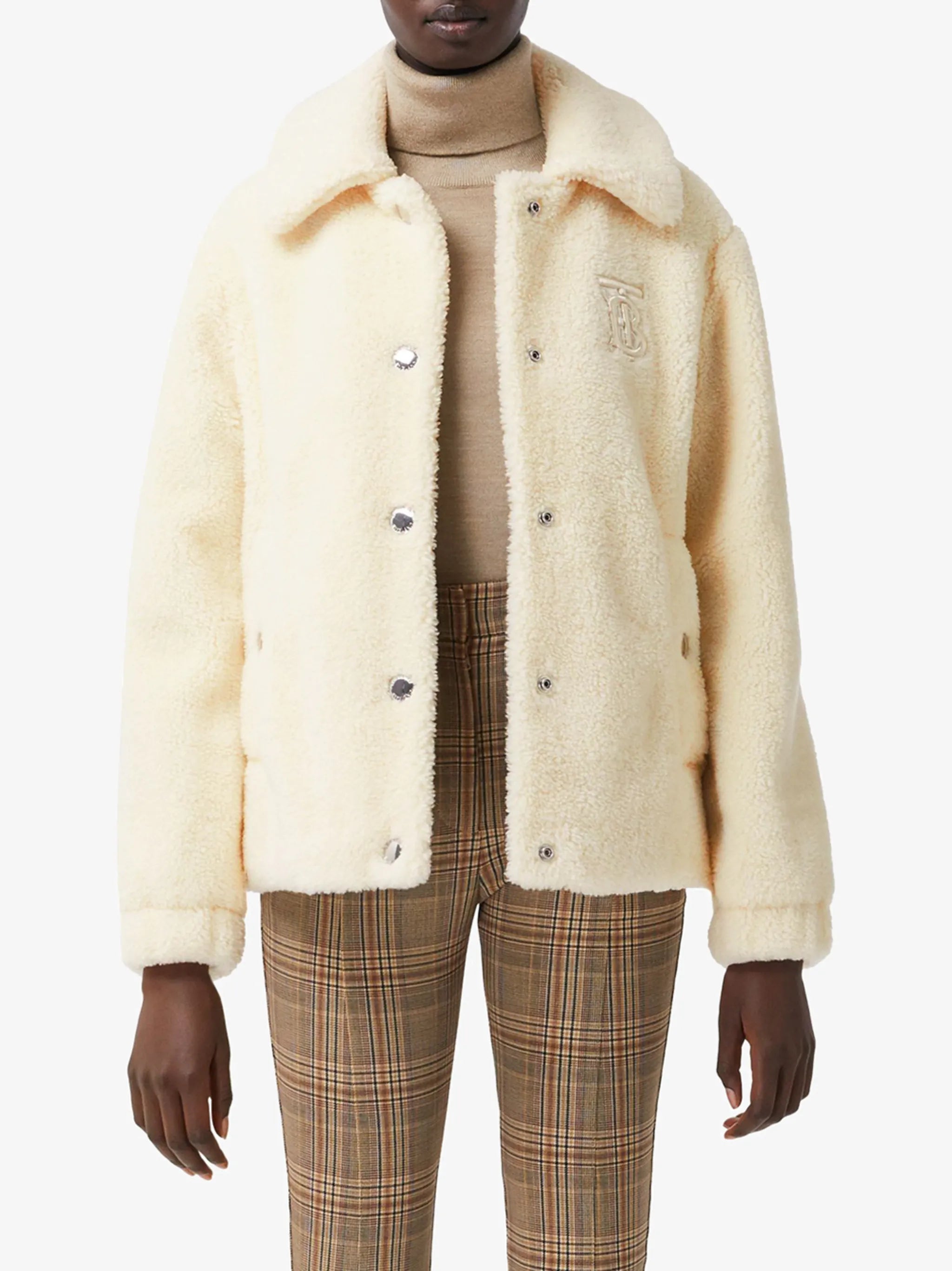 monogram-embroidered fleece jacket