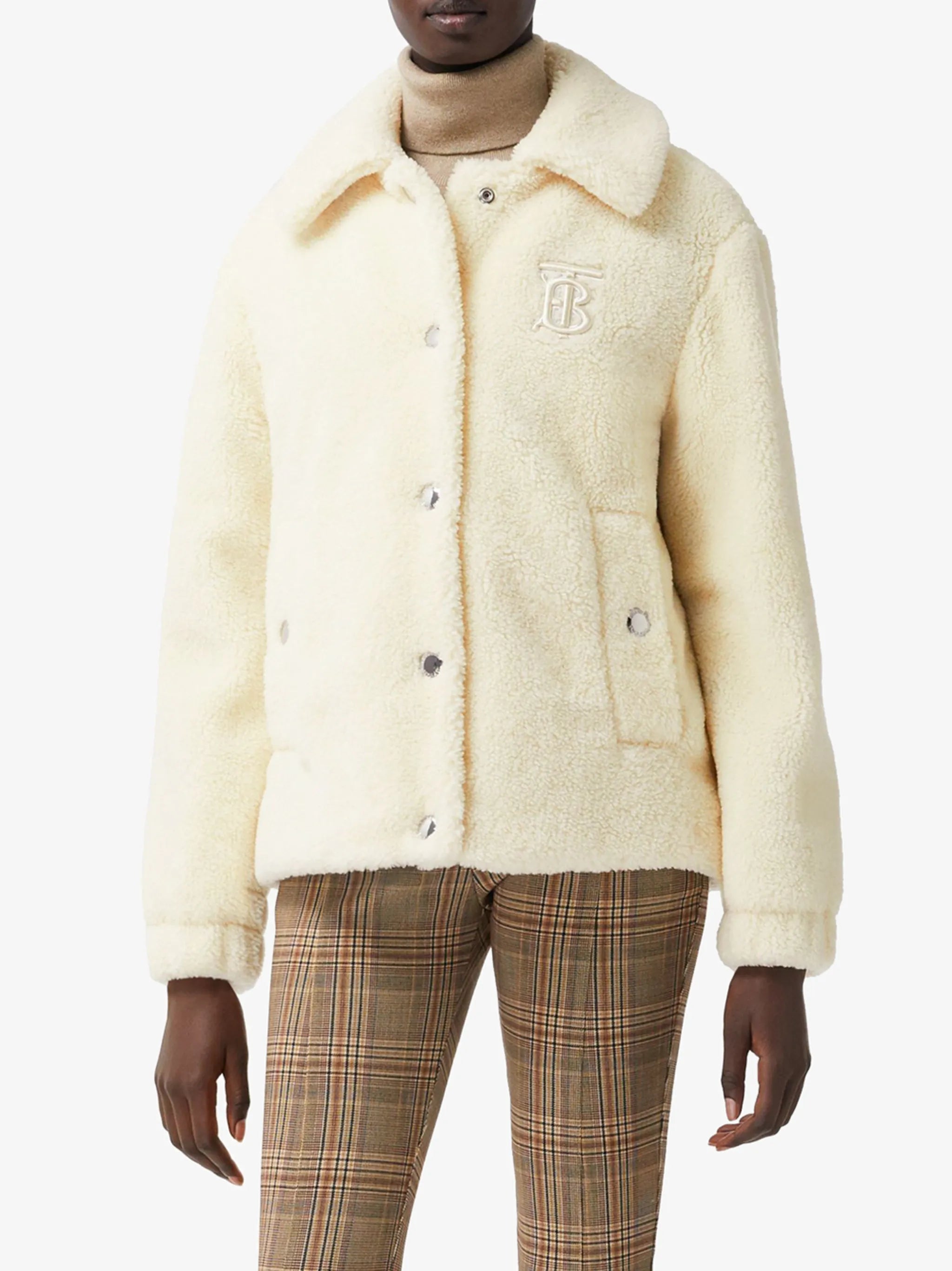 monogram-embroidered fleece jacket