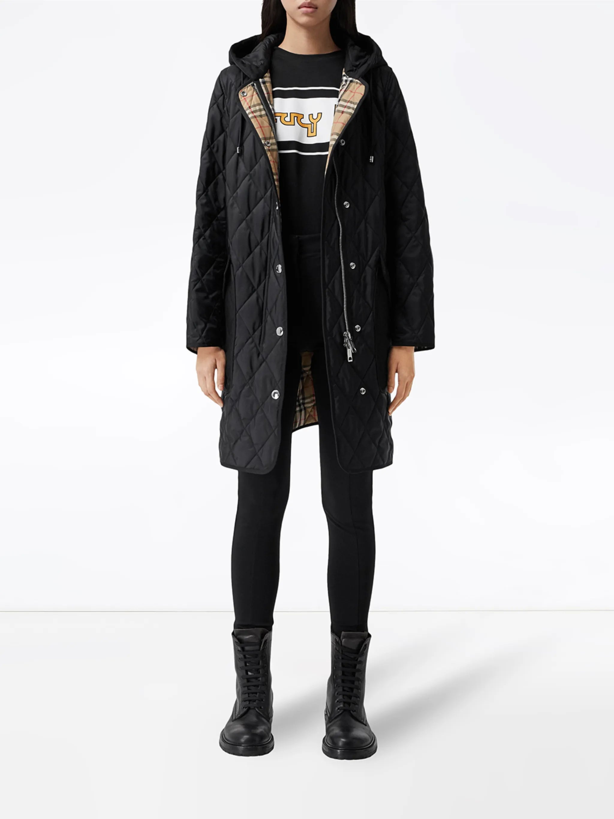 Roxby diamond-quilted mid-length coat