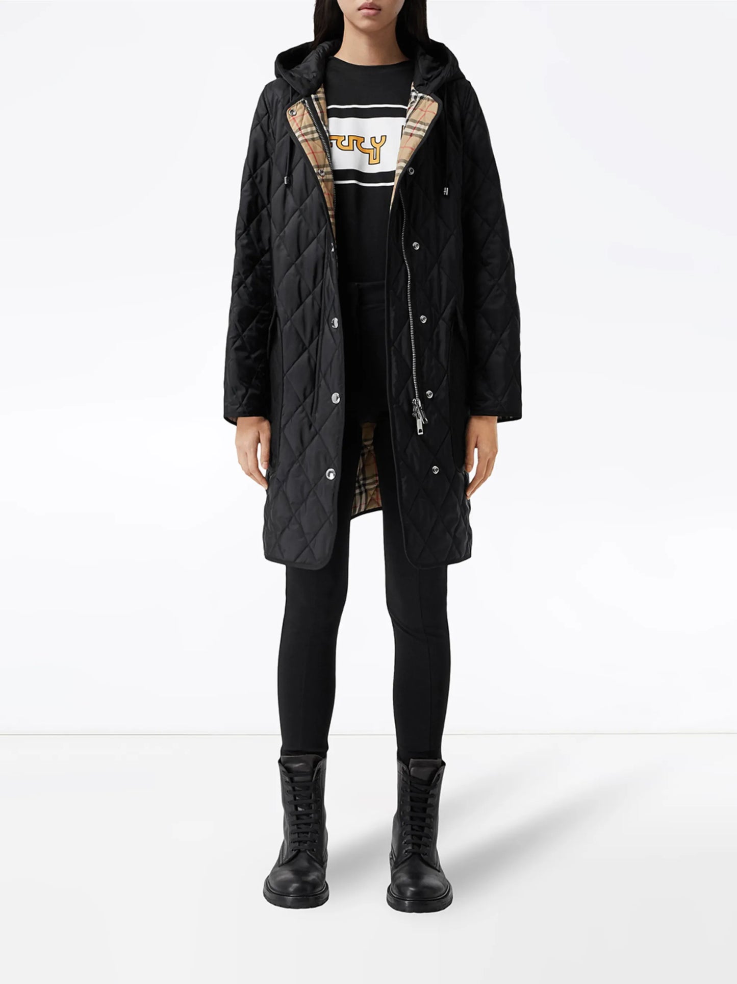 Roxby diamond-quilted mid-length coat