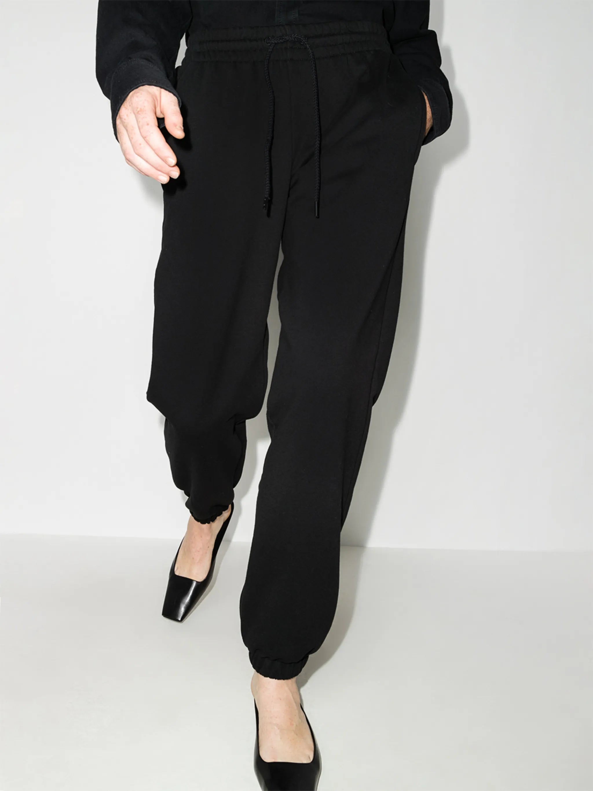 drawstring-waist cotton track pants