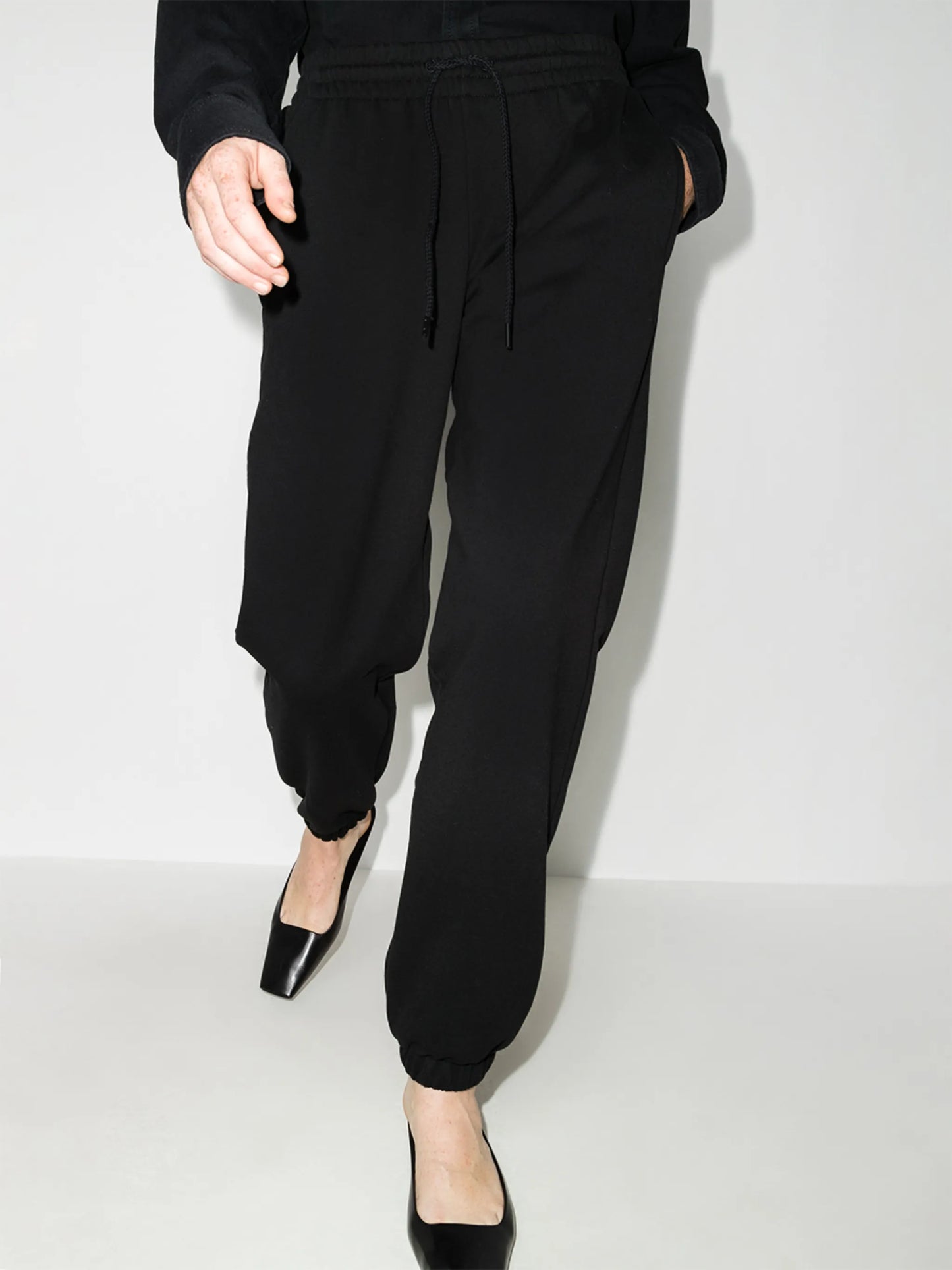 drawstring-waist cotton track pants