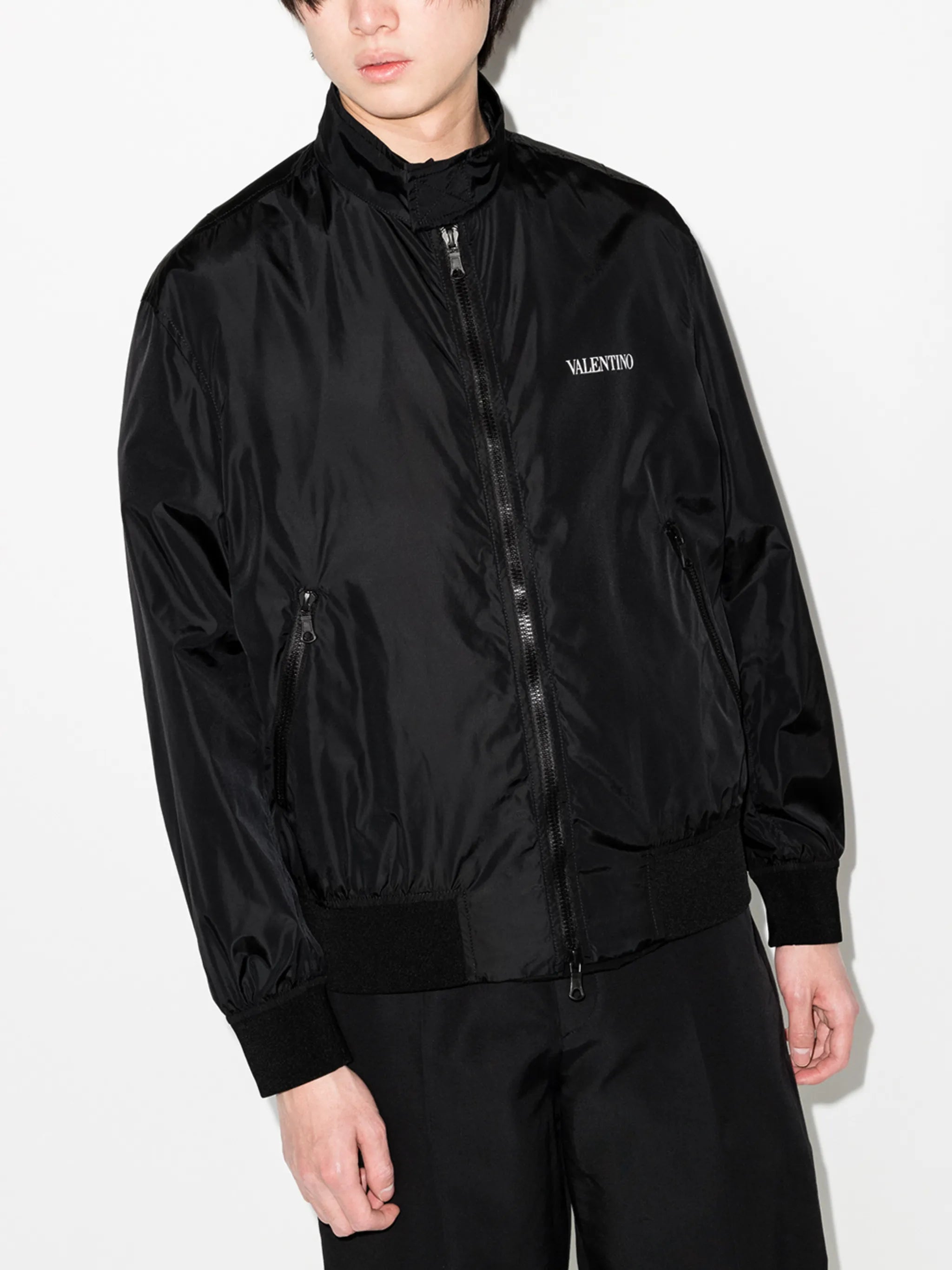 logo-print zip-up bomber jacket