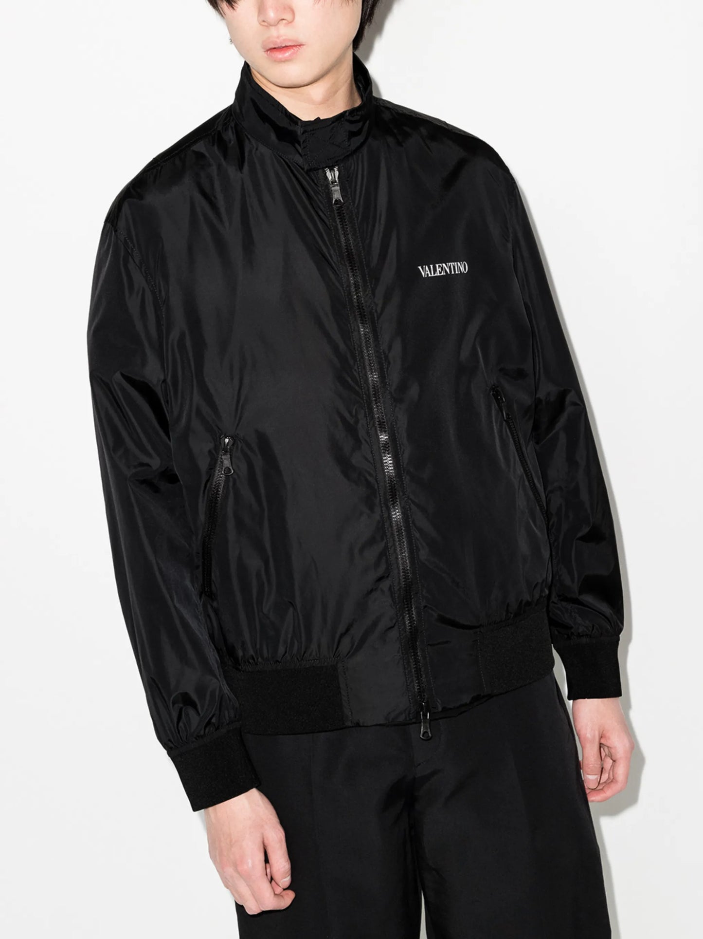 logo-print zip-up bomber jacket
