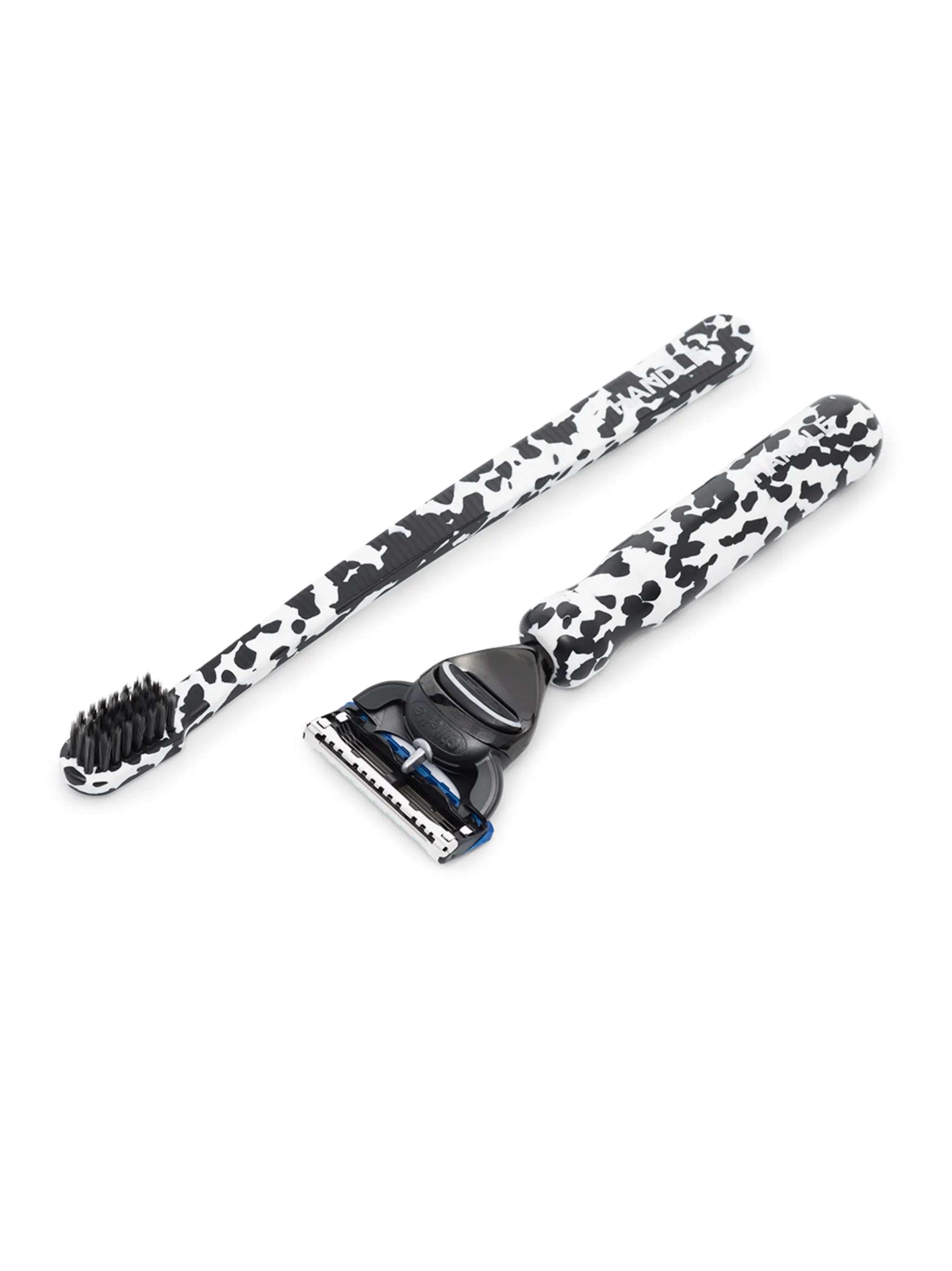 marble-pattern four-piece grooming gift set