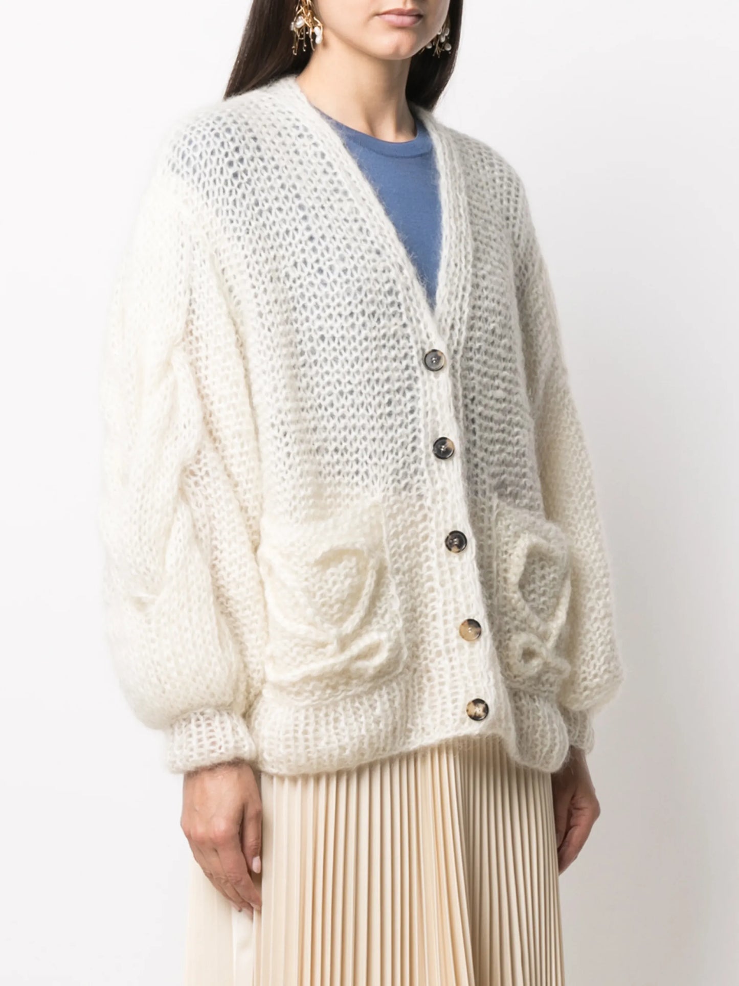 embroidered logo cardigan