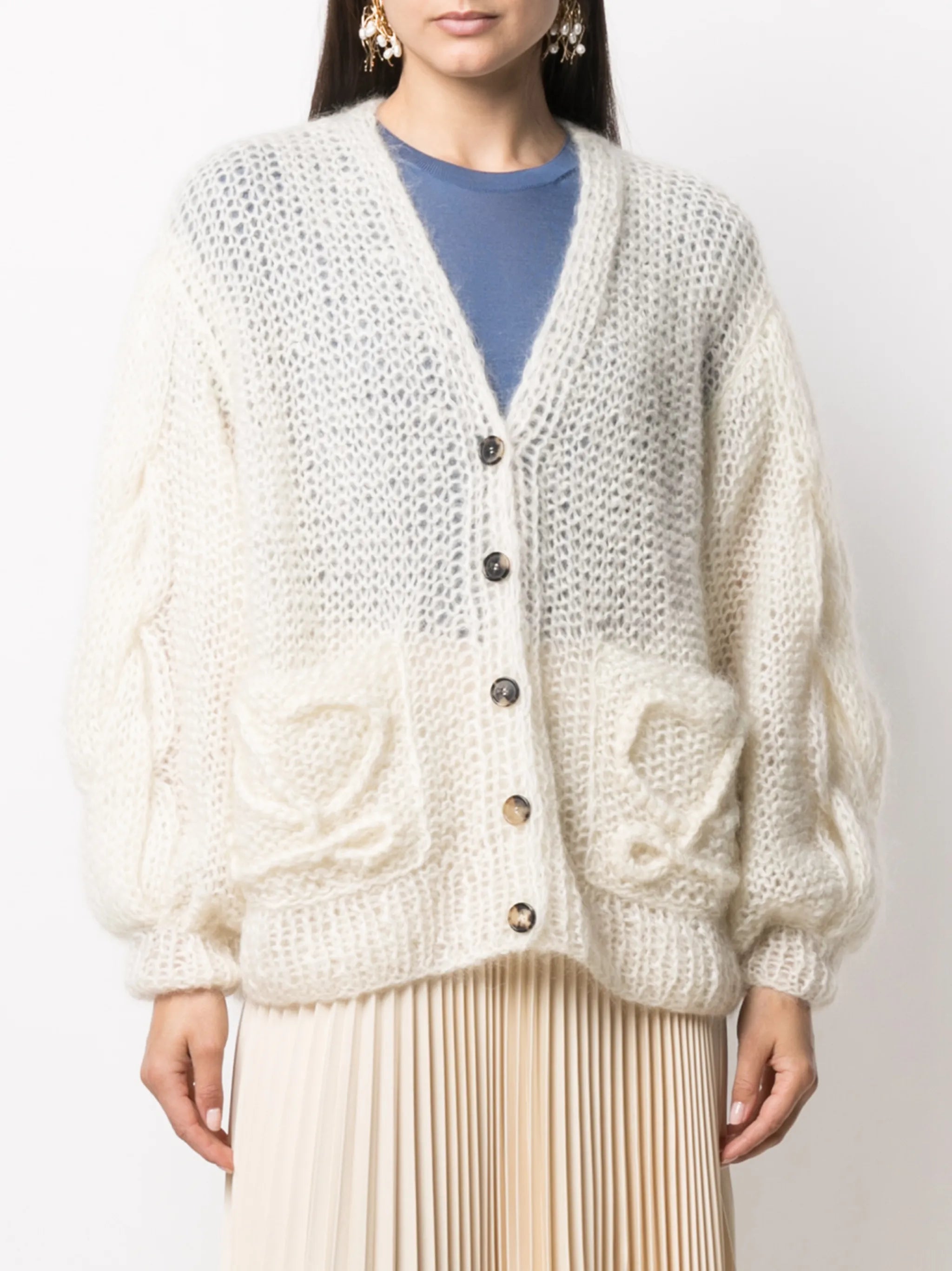 embroidered logo cardigan