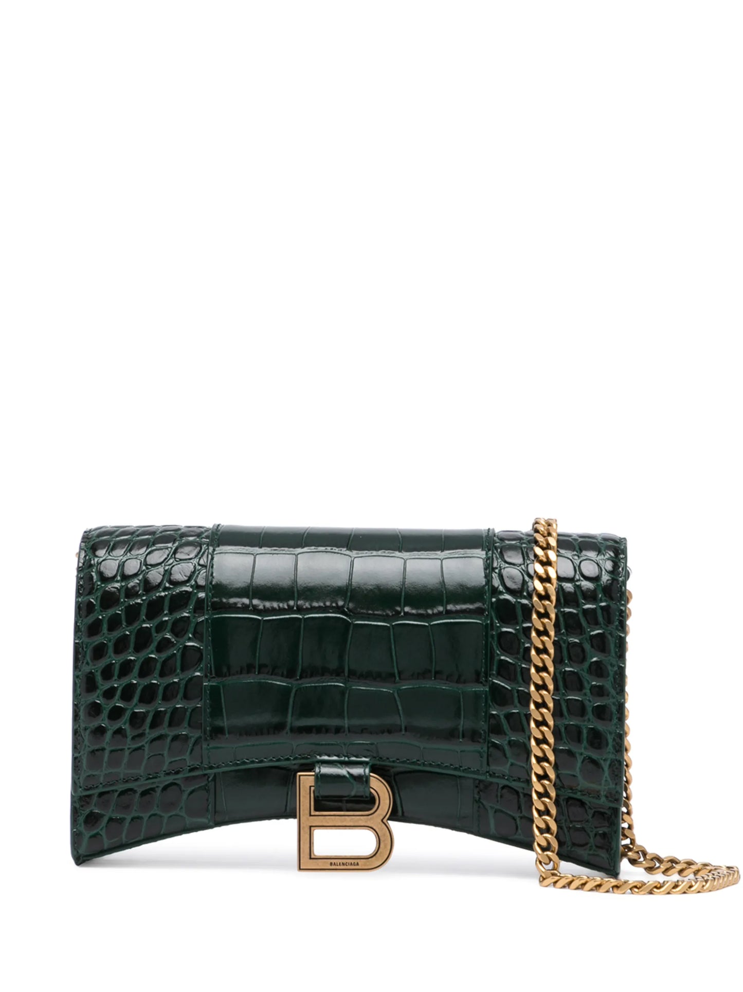 Hourglass crocodile-embossed wallet-on-chain
