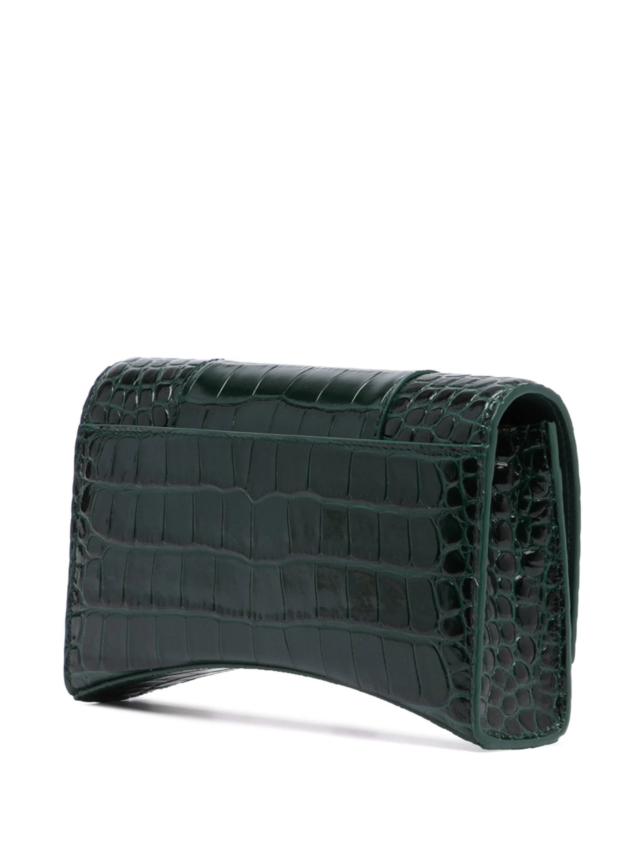 Hourglass crocodile-embossed wallet-on-chain