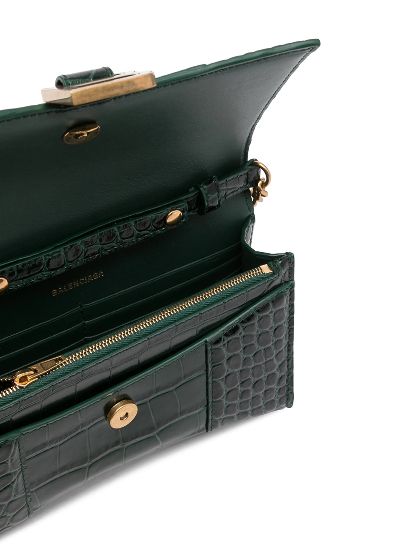 Hourglass crocodile-embossed wallet-on-chain