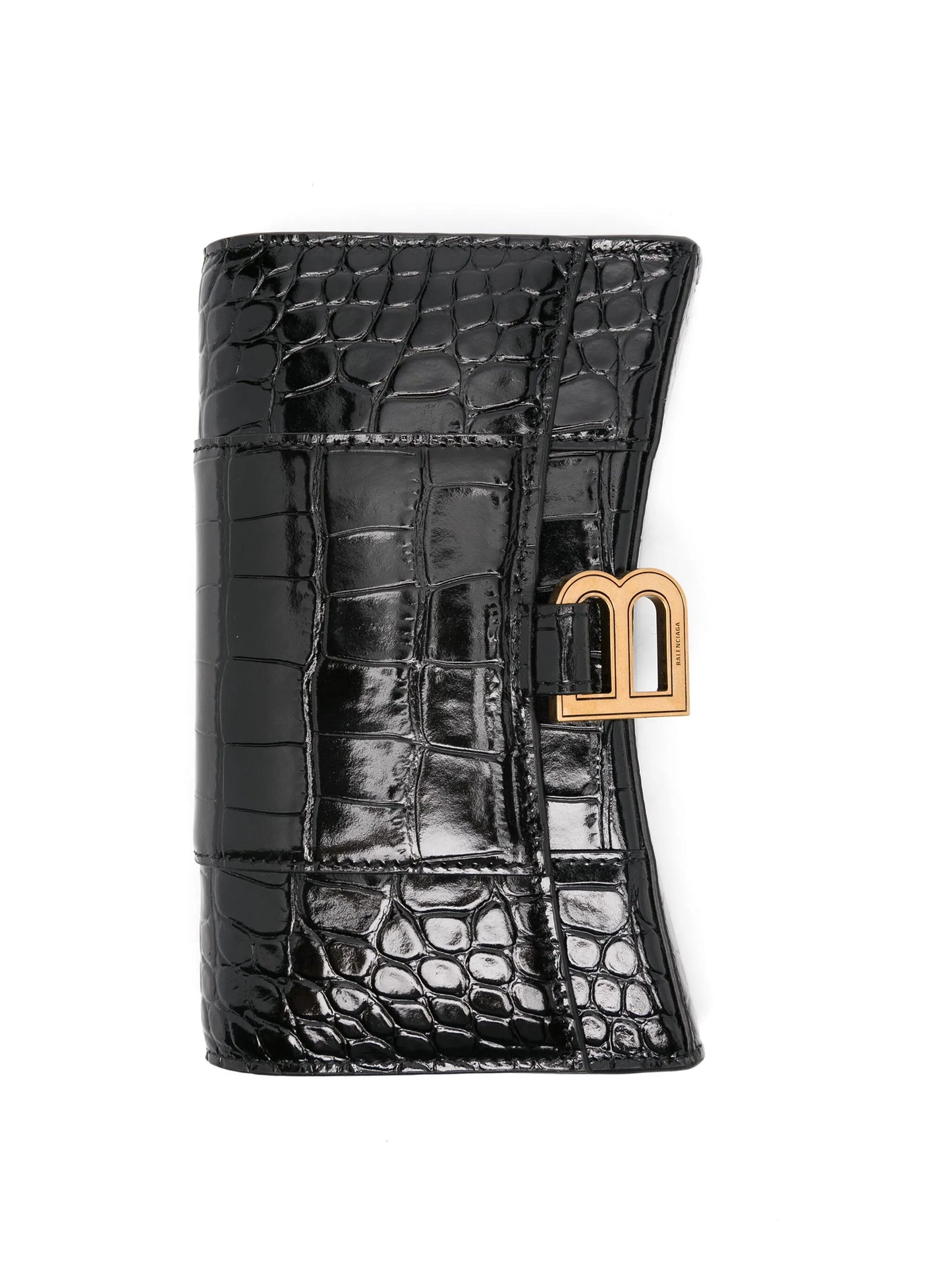 Hourglass crocodile-embossed wallet-on-chain