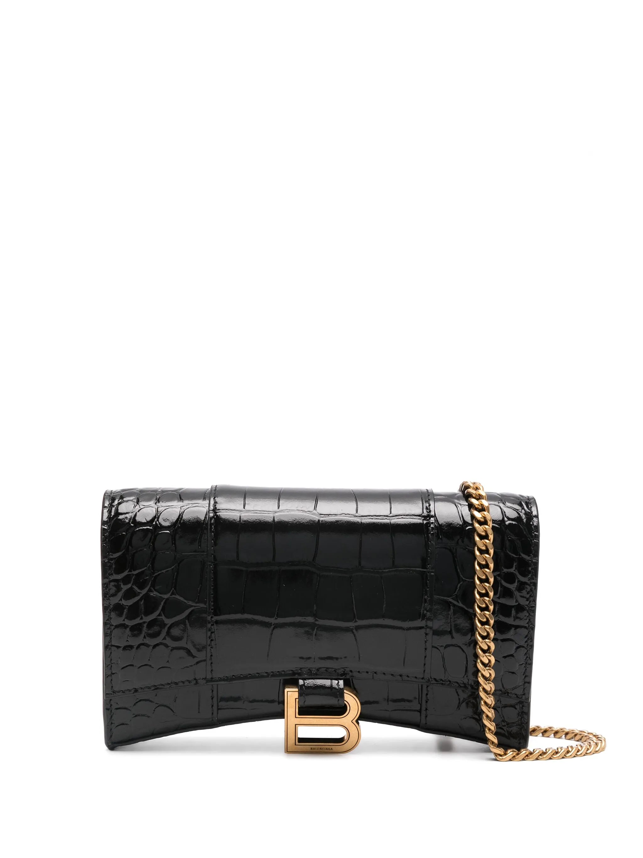Hourglass crocodile-embossed wallet-on-chain