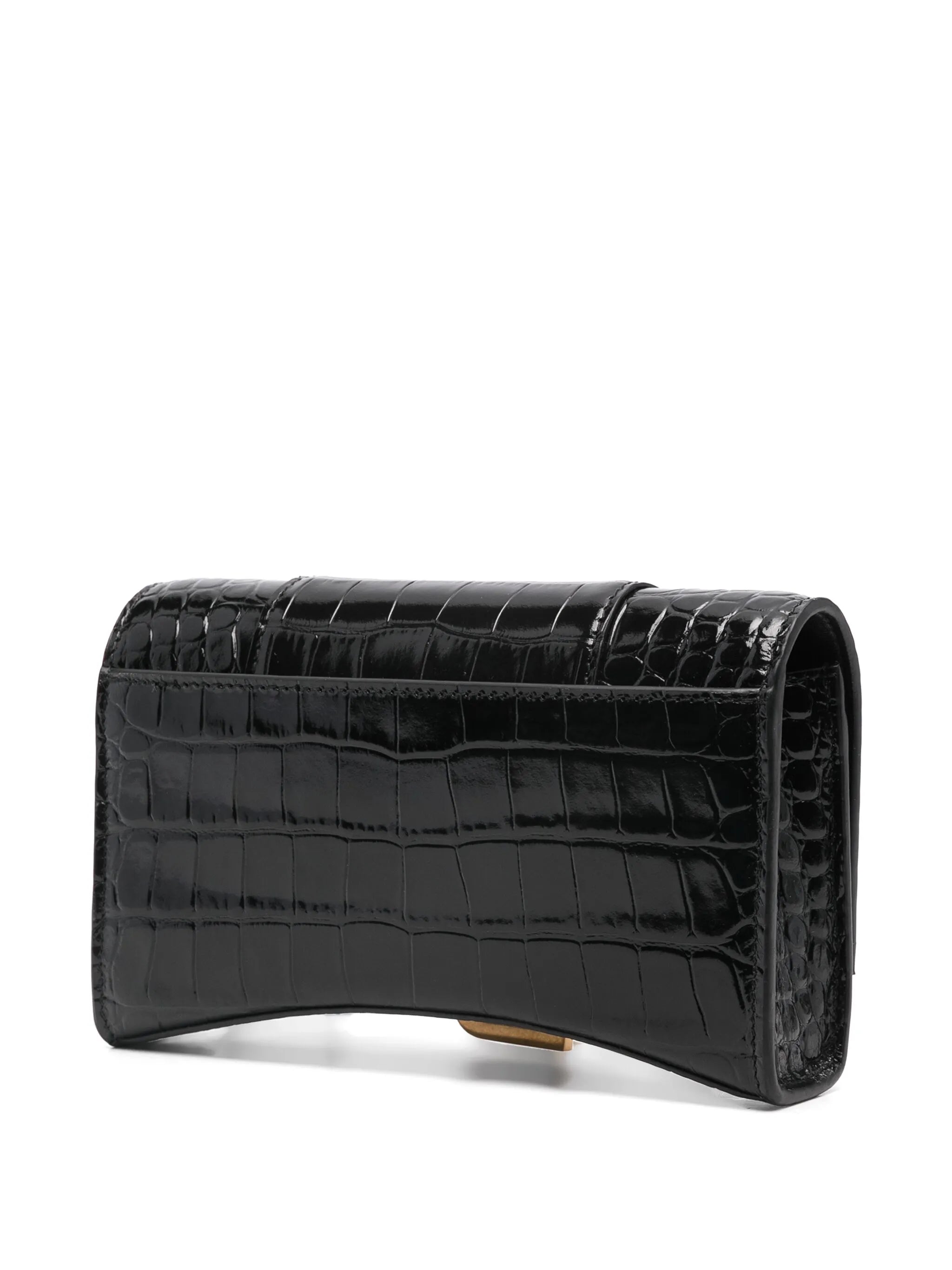 Hourglass crocodile-embossed wallet-on-chain