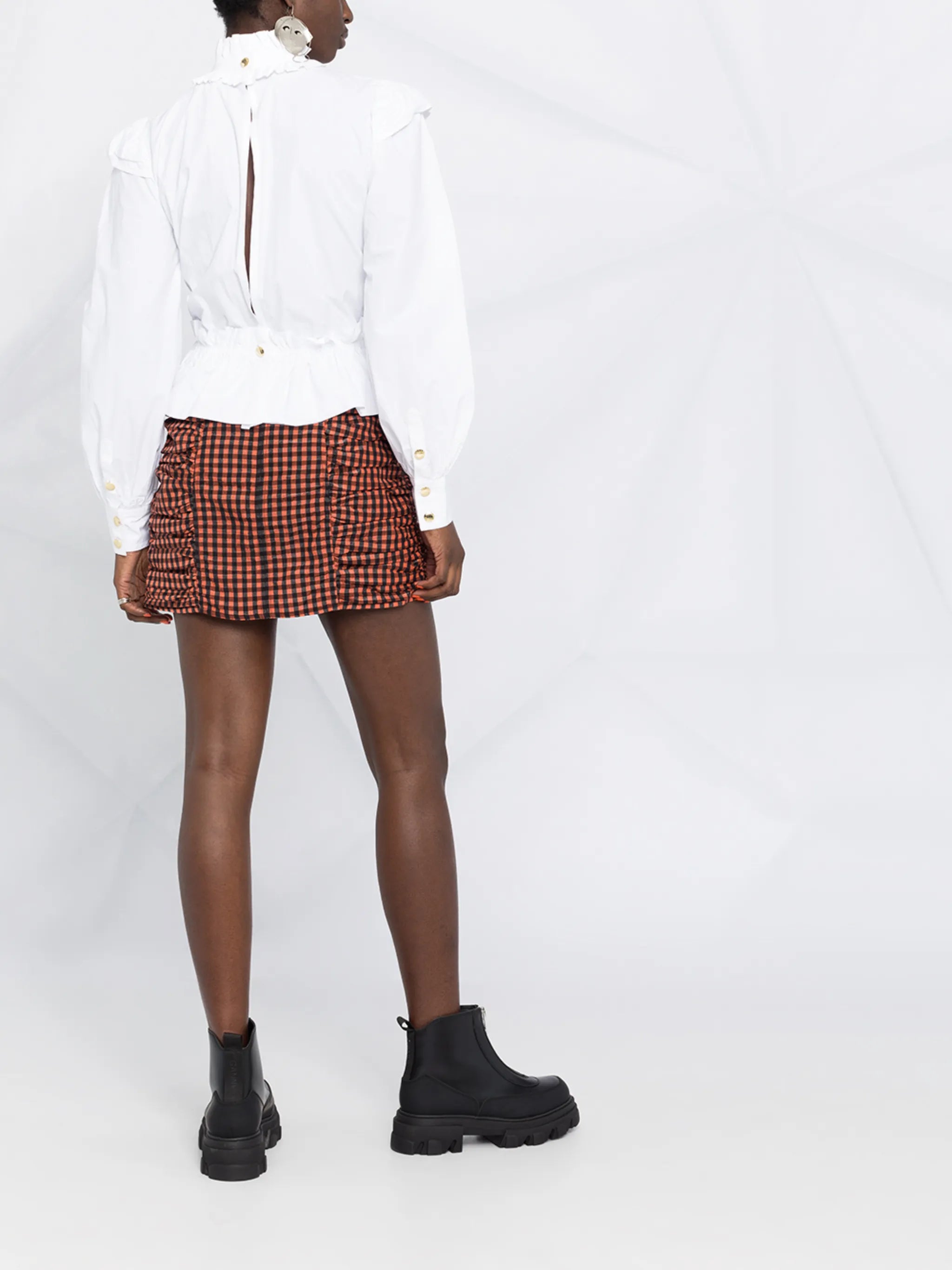 open back ruffle-detail shirt