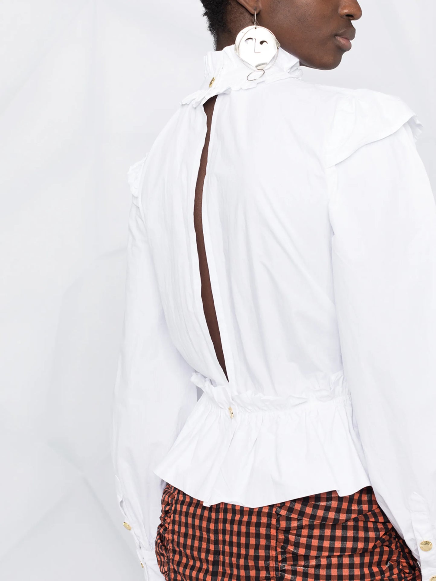 open back ruffle-detail shirt