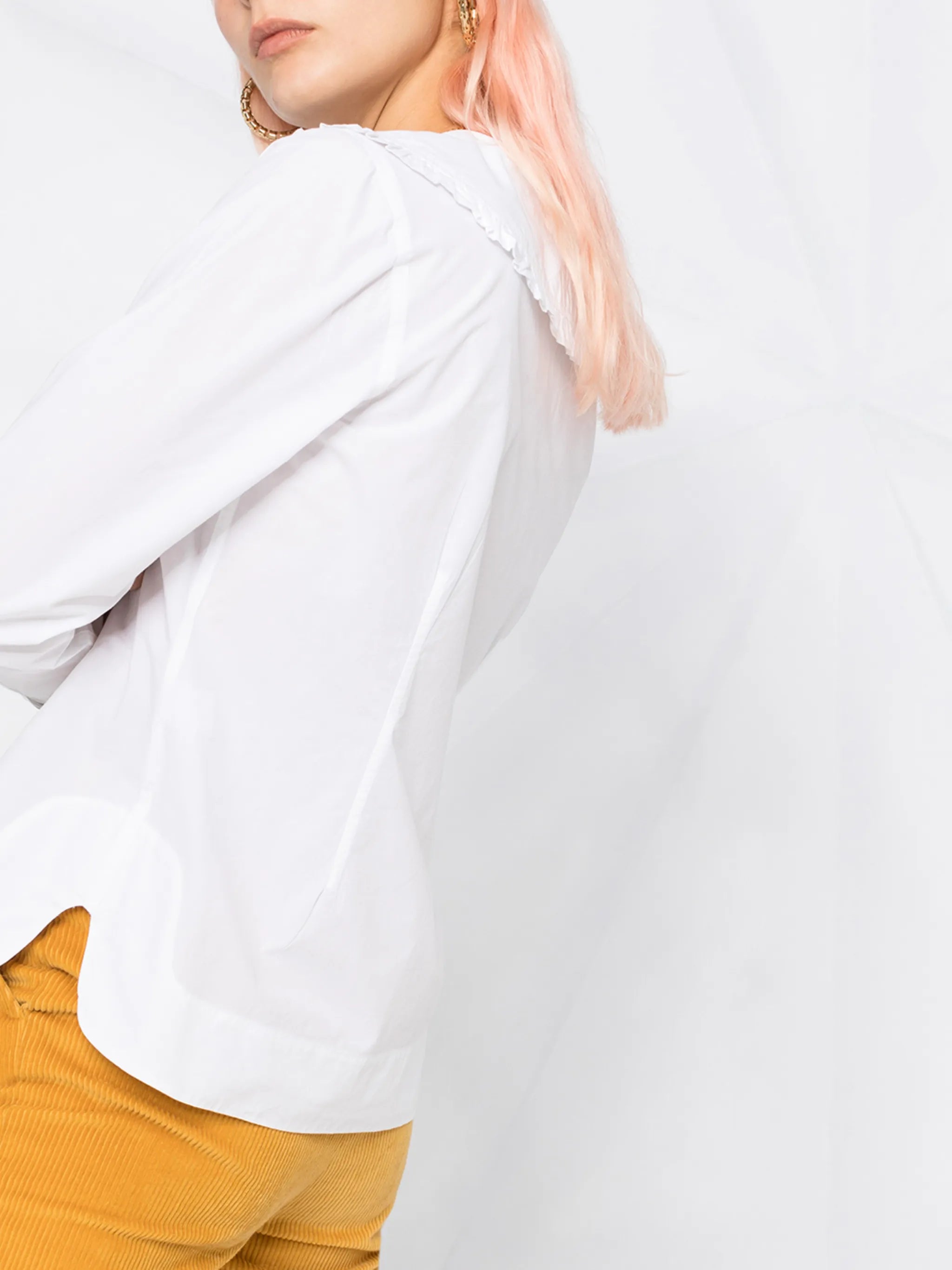 ruffled exaggerated collar blouse
