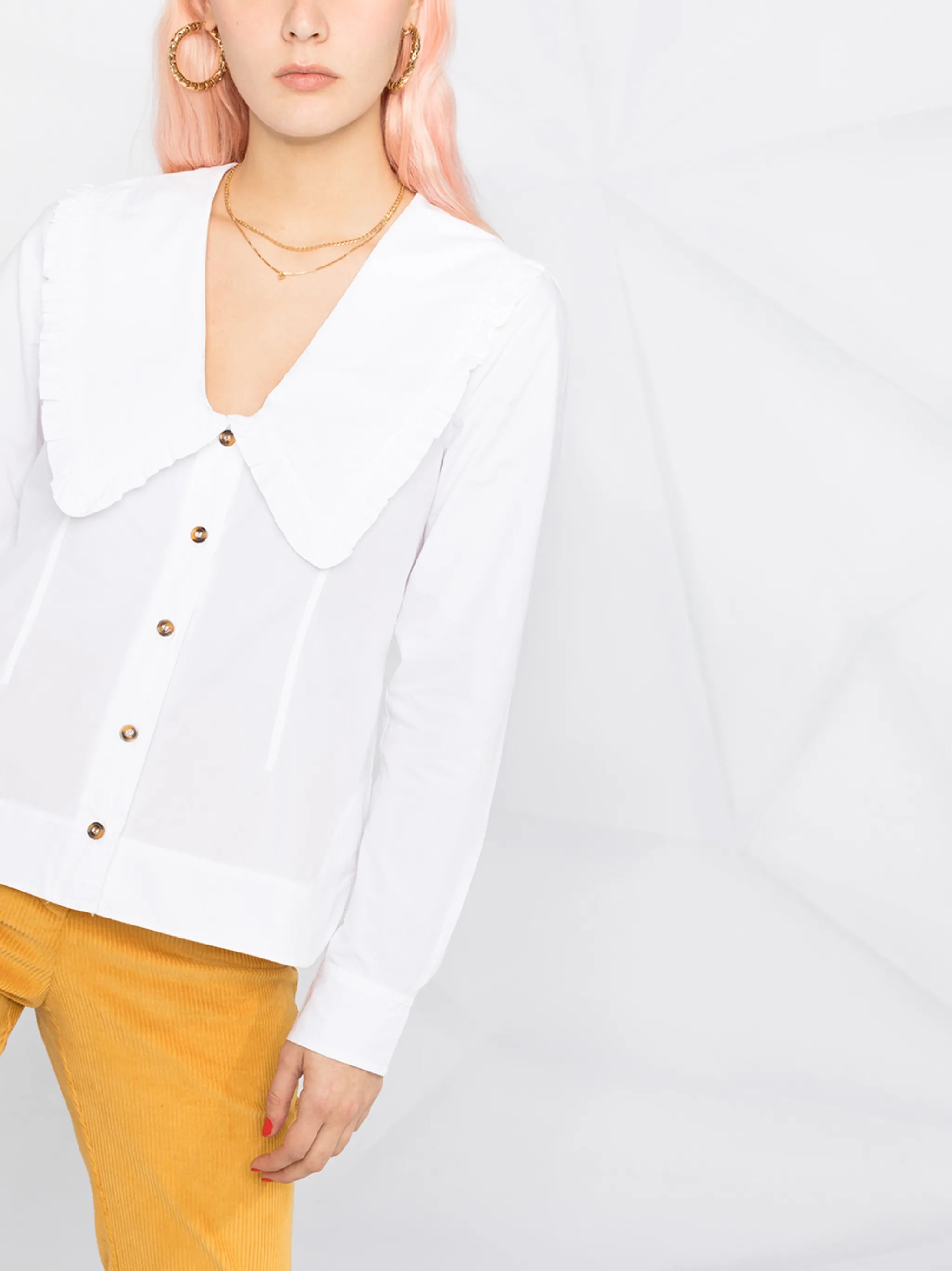 ruffled exaggerated collar blouse