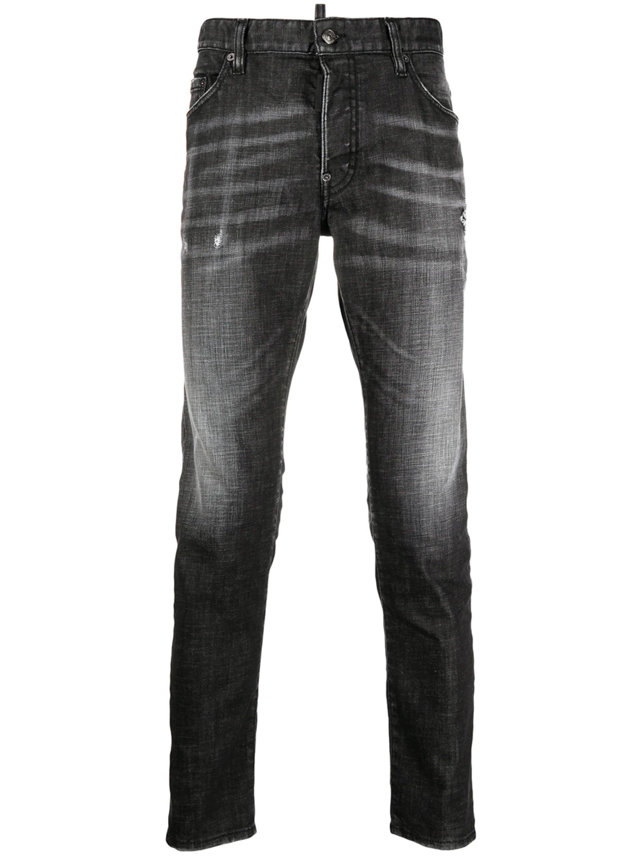 distressed slim-fit jeans