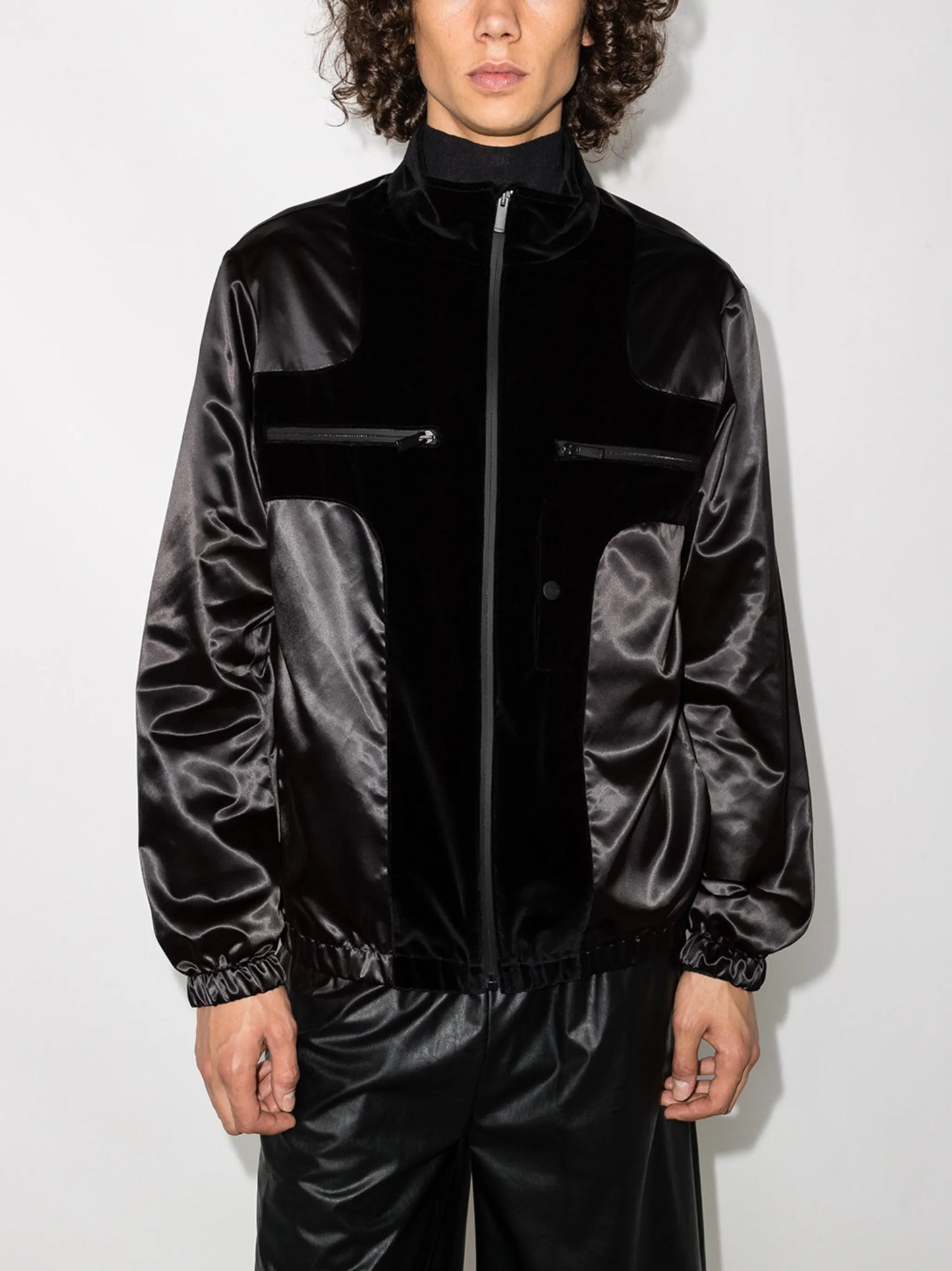 FF-logo velvet-trim bomber jacket