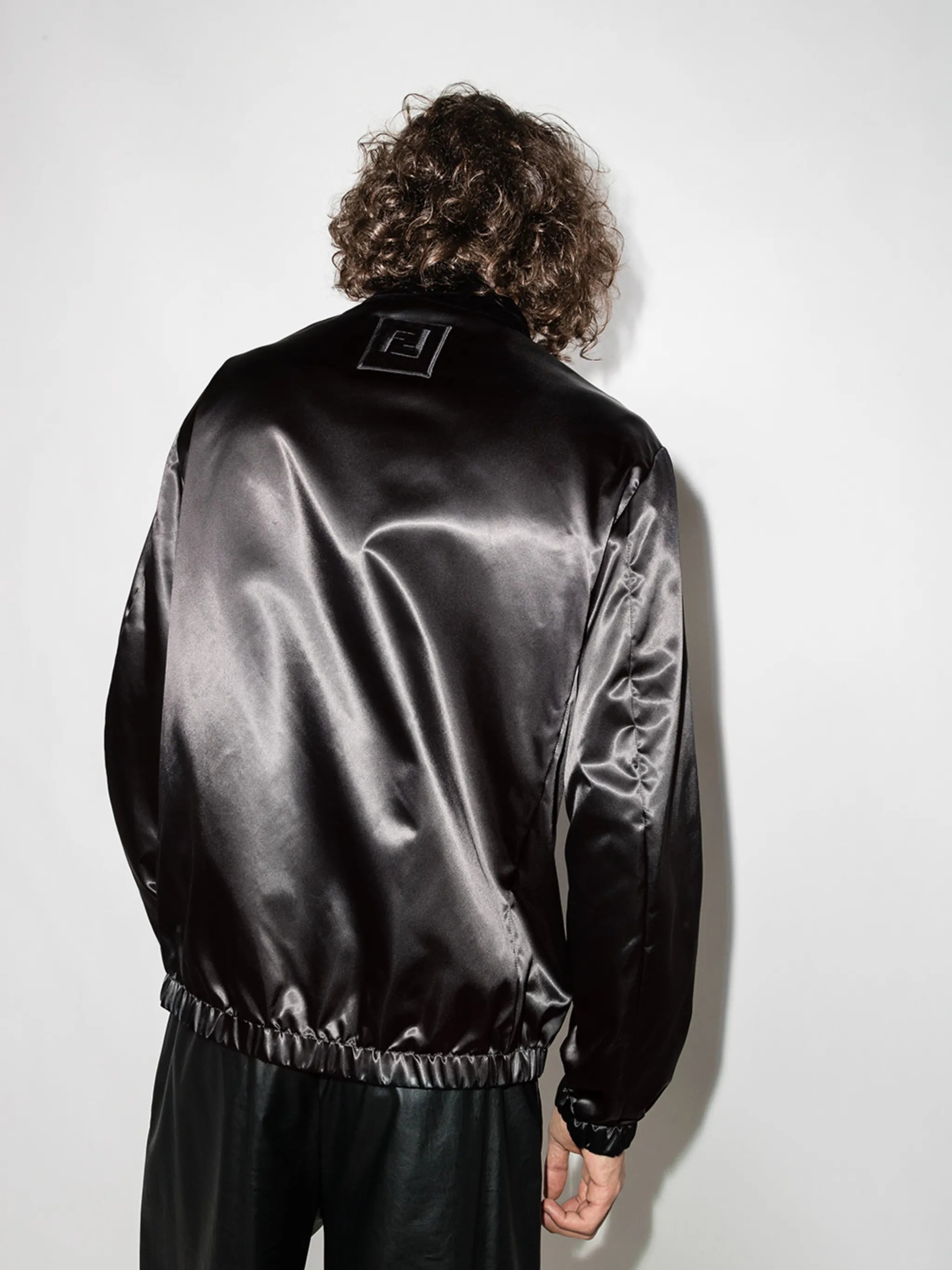 FF-logo velvet-trim bomber jacket