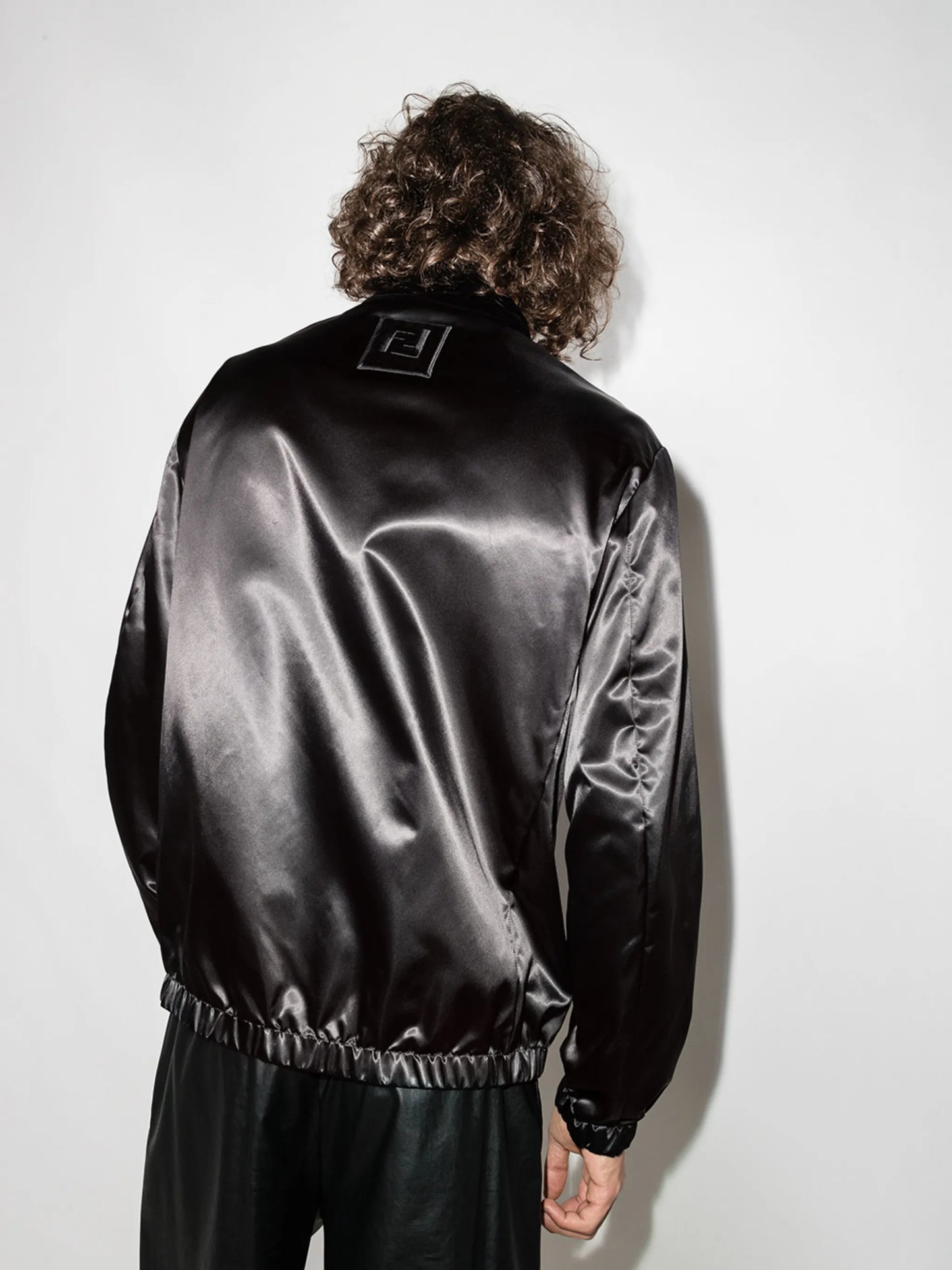 FF-logo velvet-trim bomber jacket