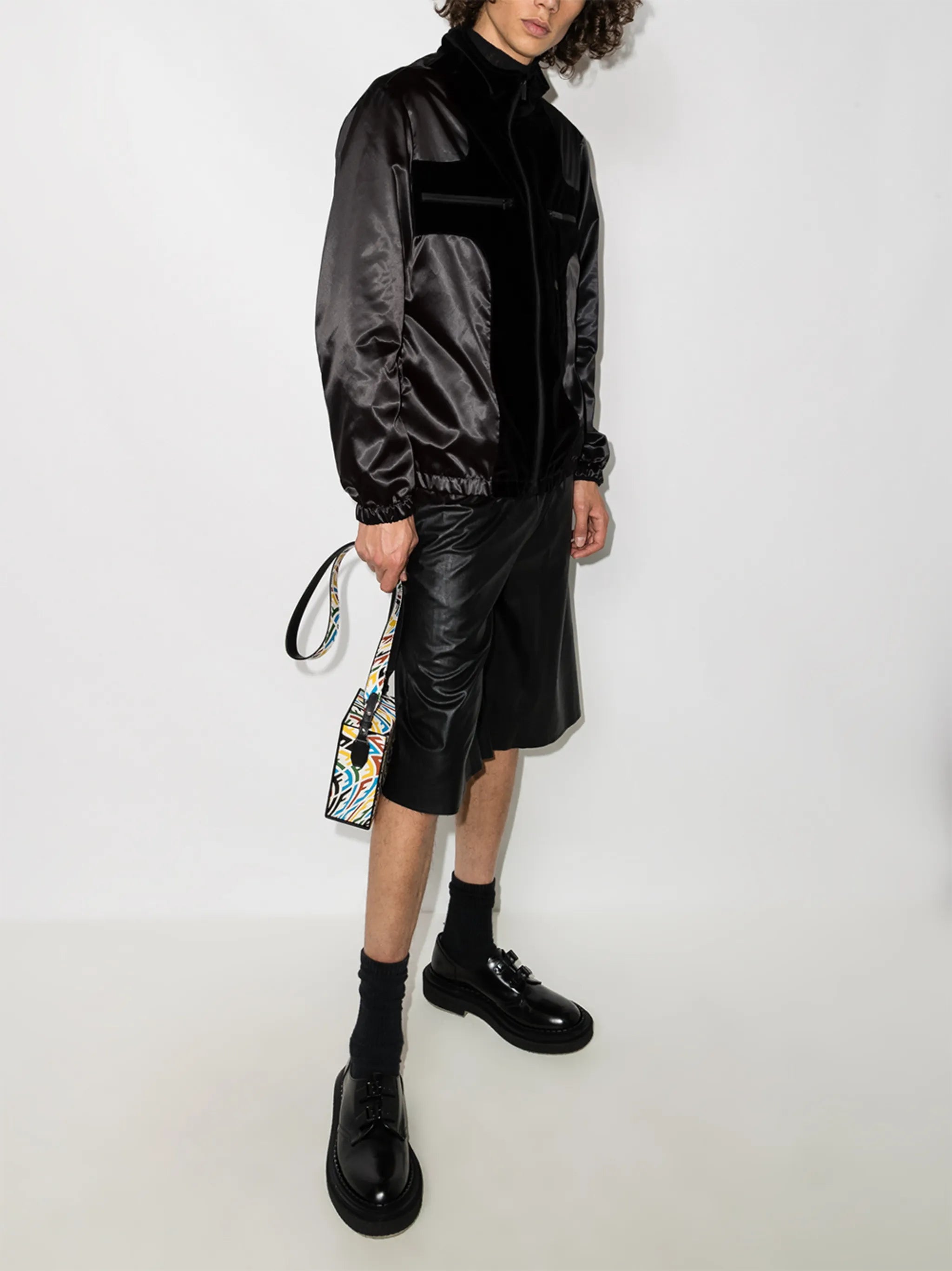 FF-logo velvet-trim bomber jacket