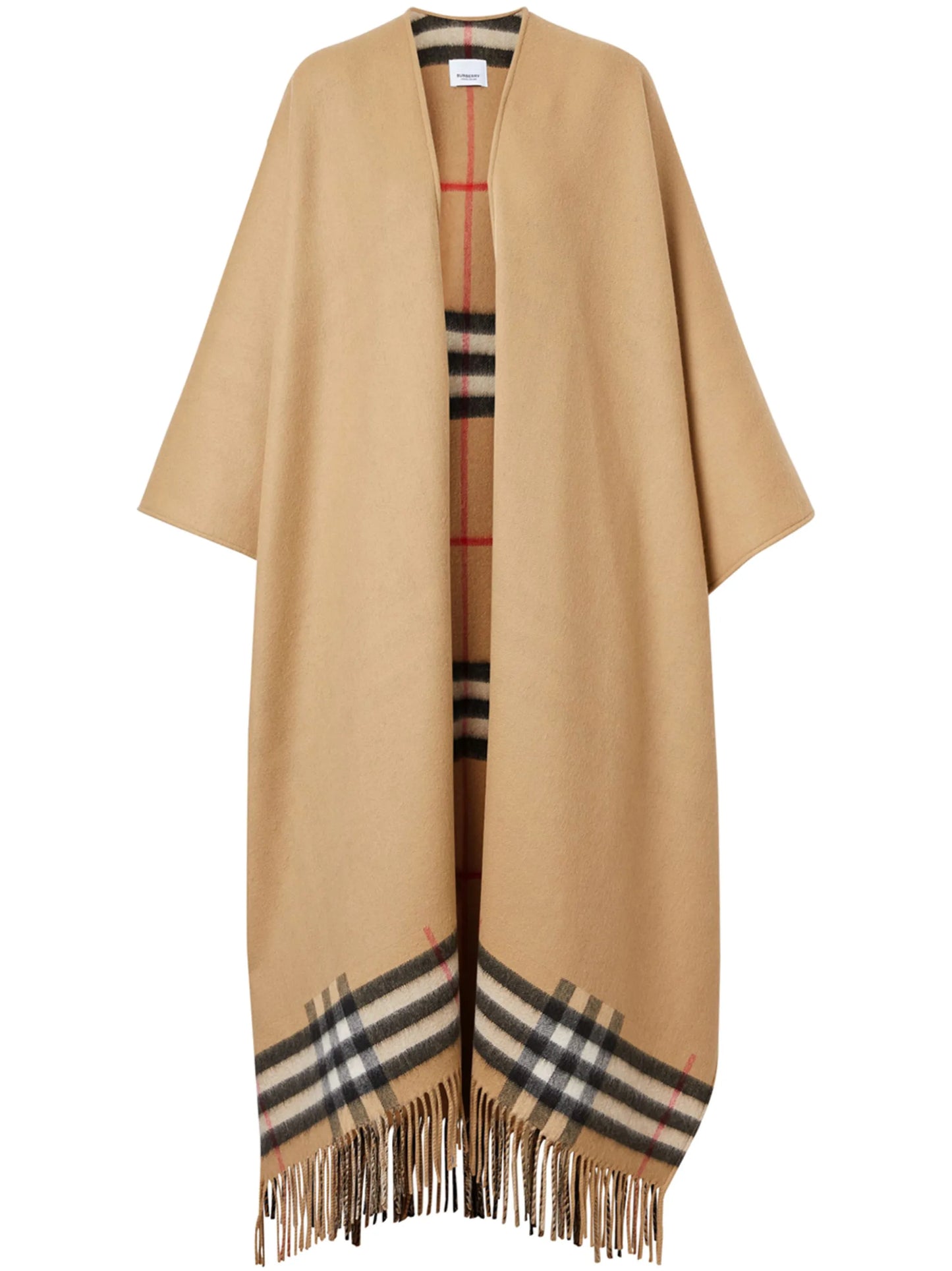 fringed check cape