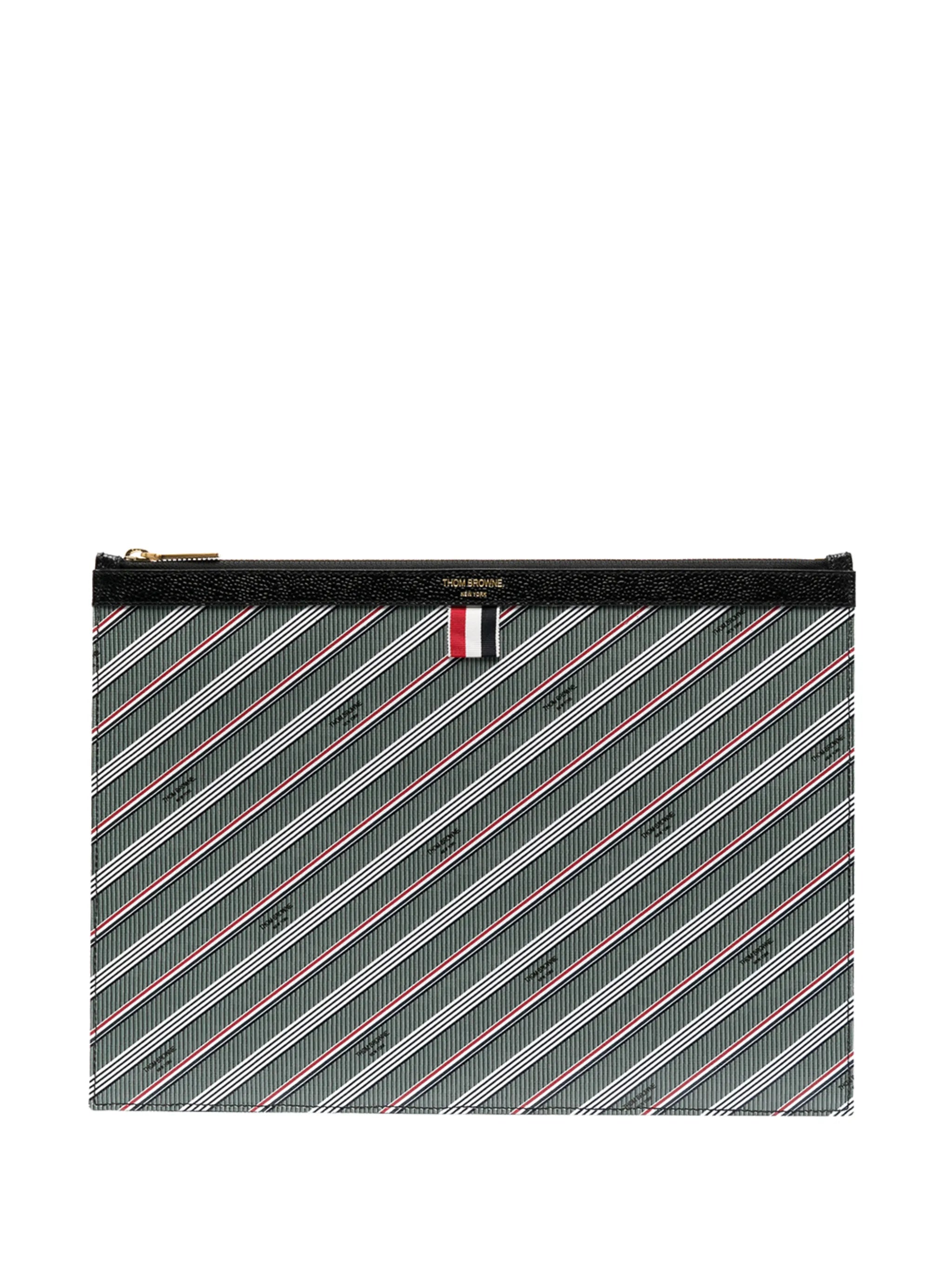 striped logo-print pouch