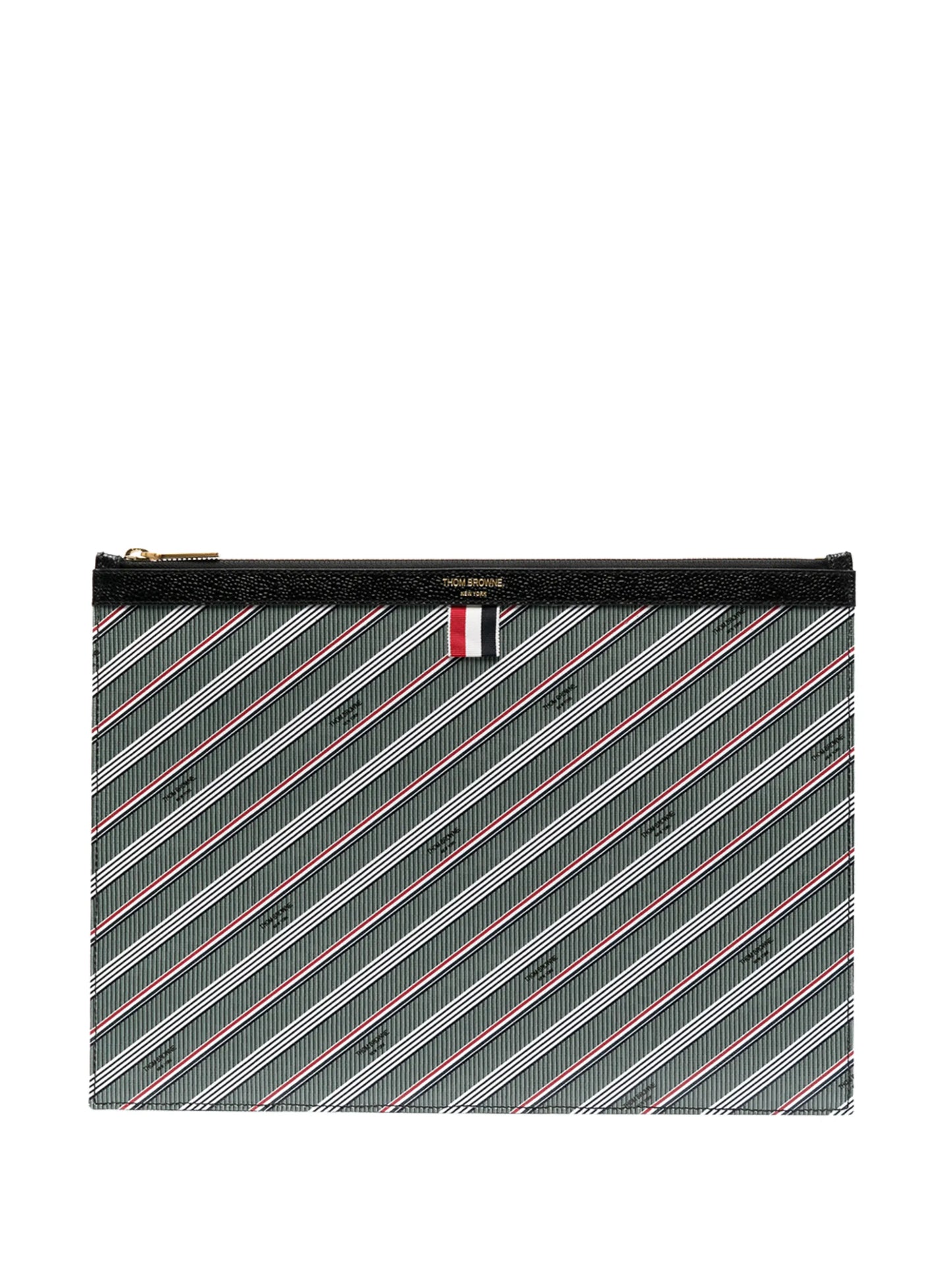 striped logo-print pouch