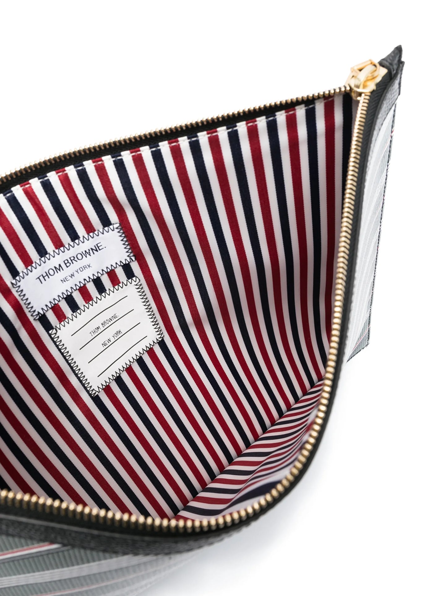 striped logo-print pouch