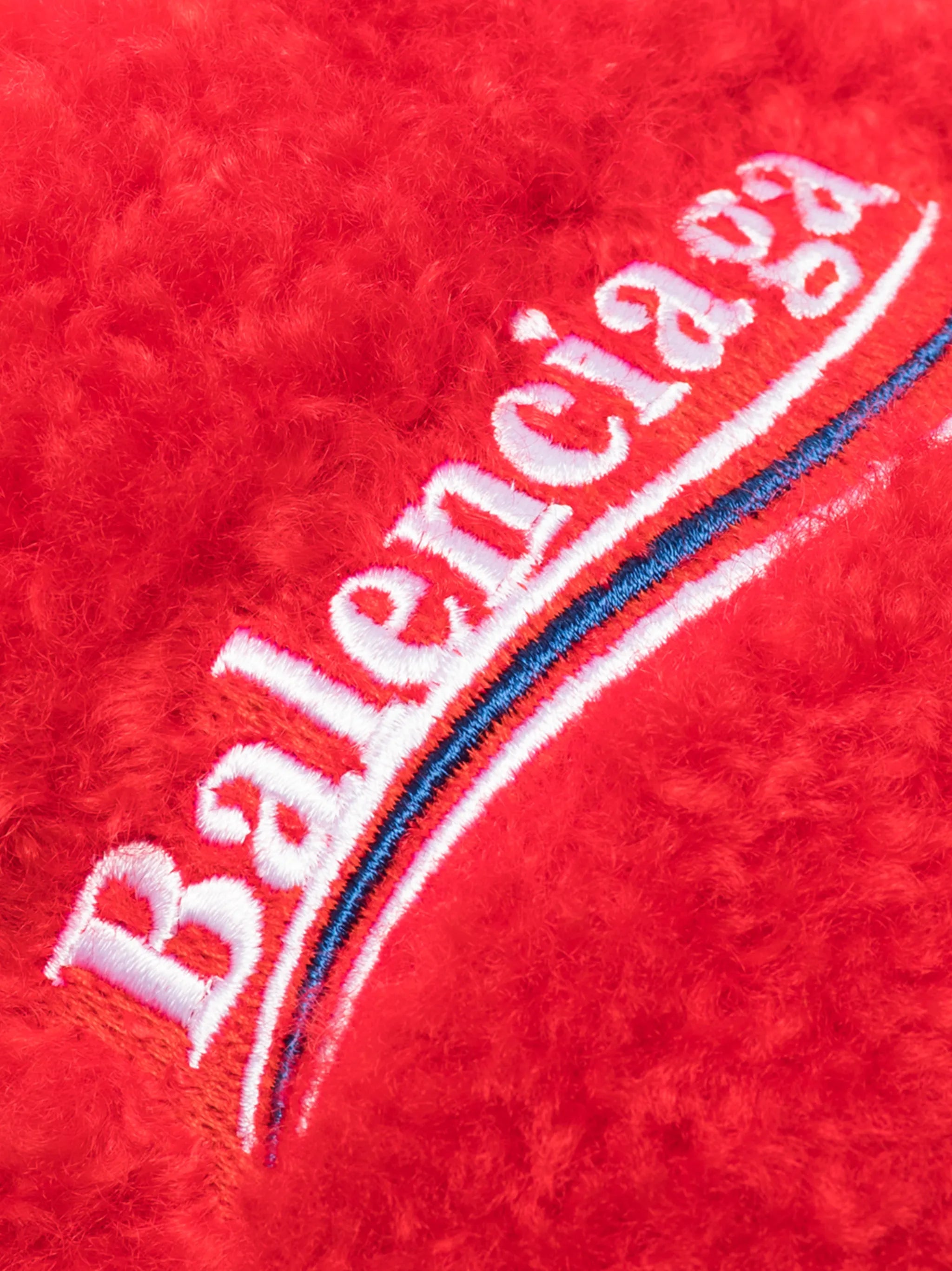 Furry logo-embroidered sandals