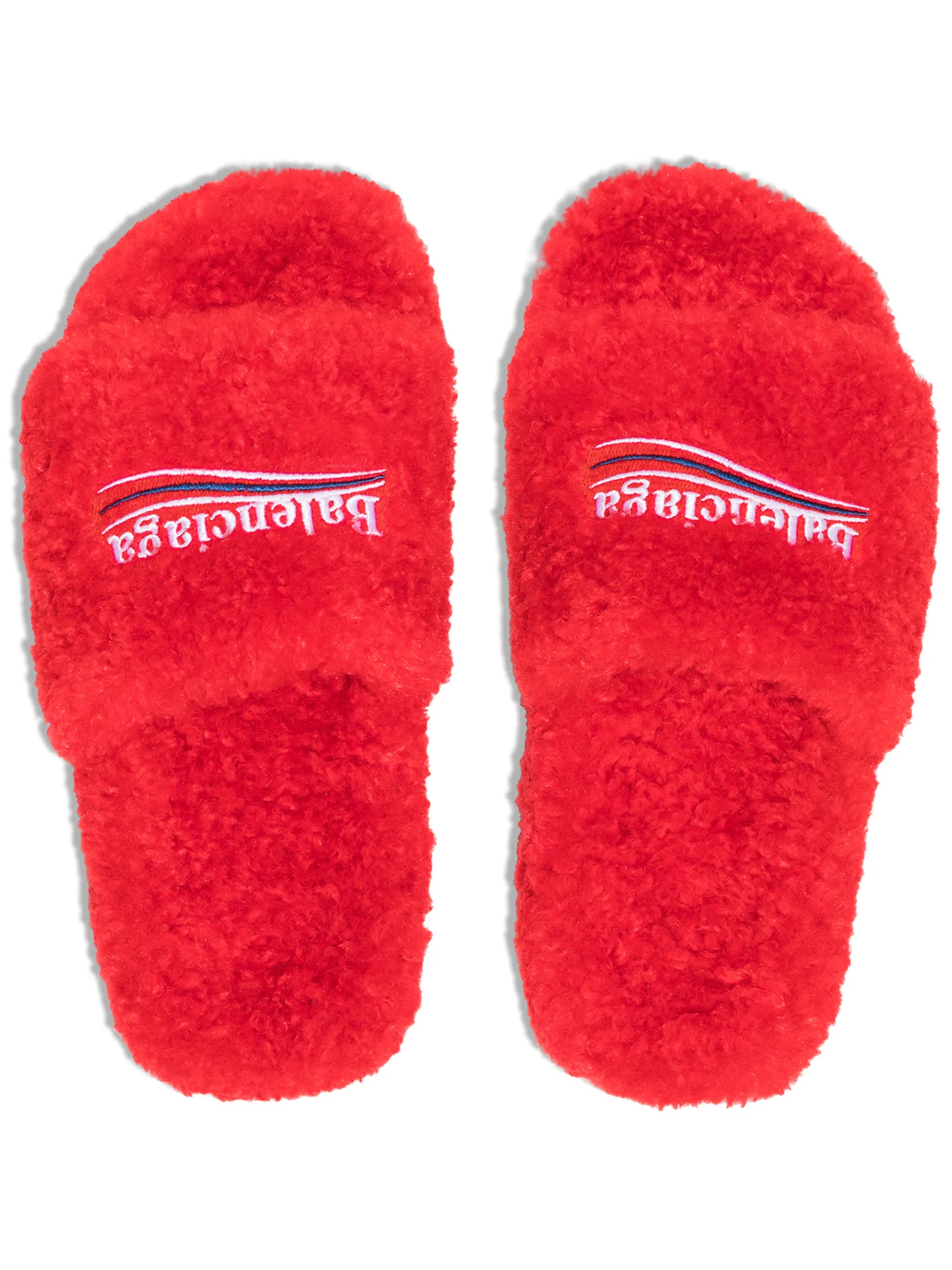 Furry logo-embroidered sandals