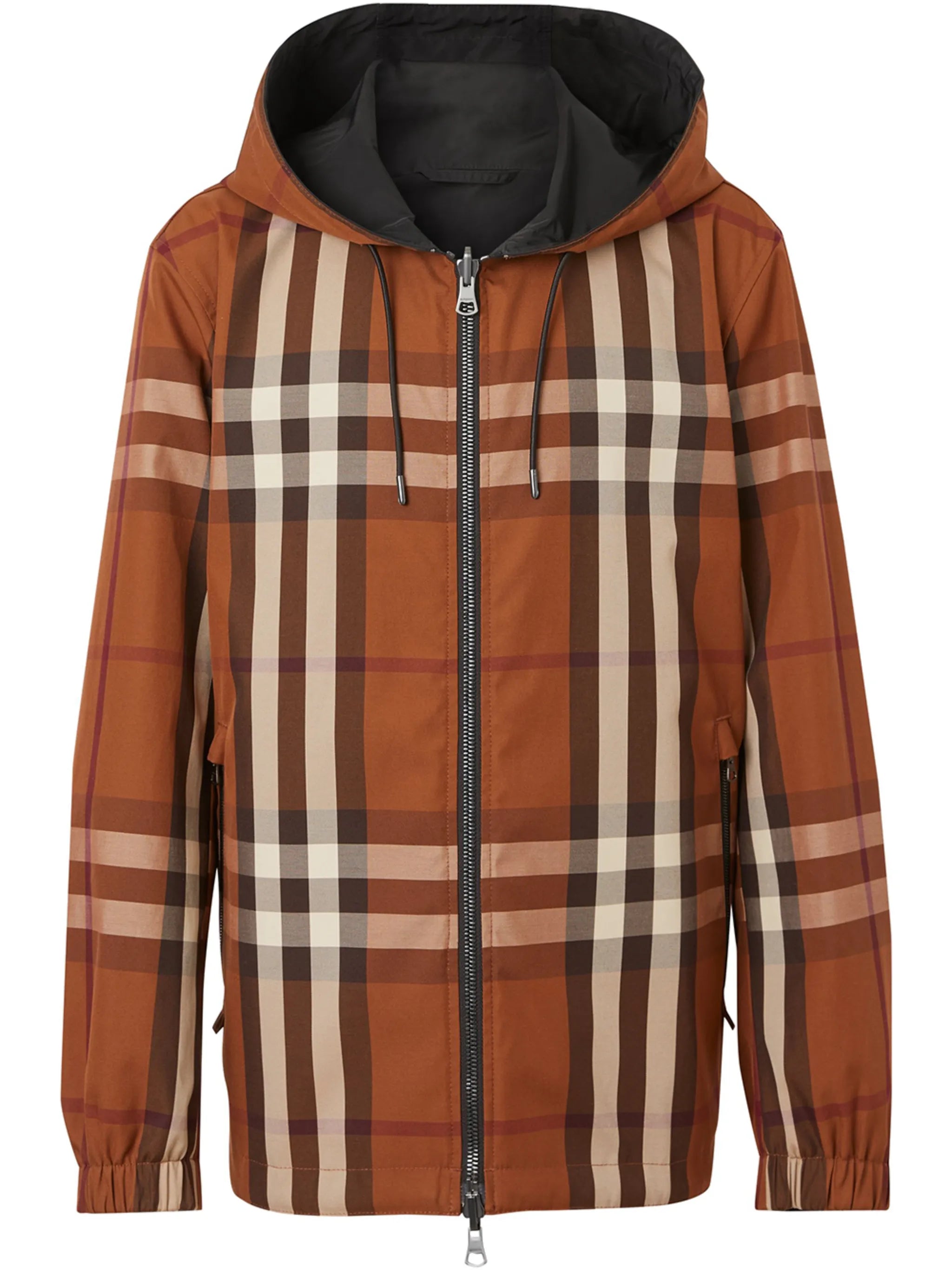 reversible check-pattern jacket