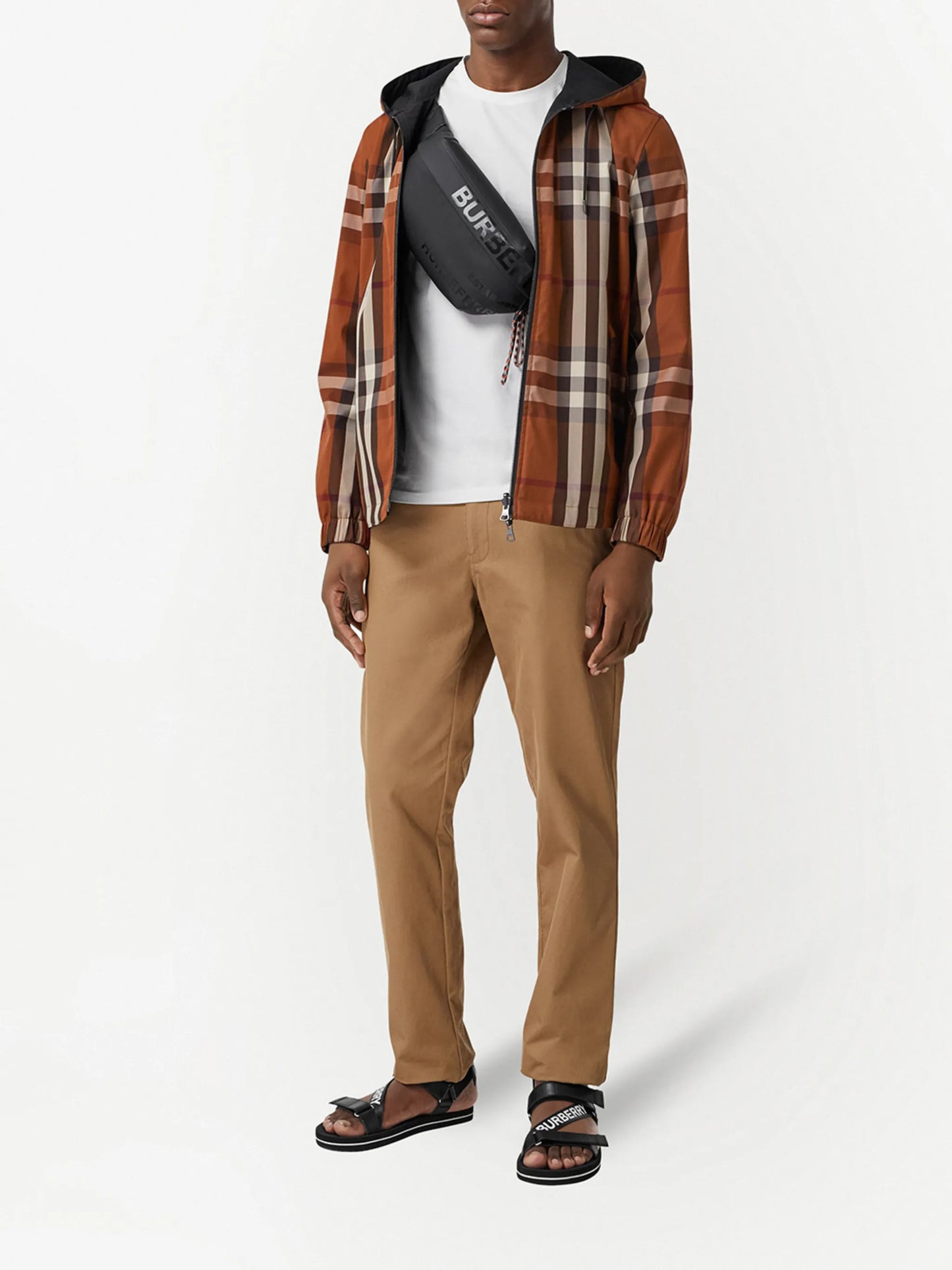 reversible check-pattern jacket