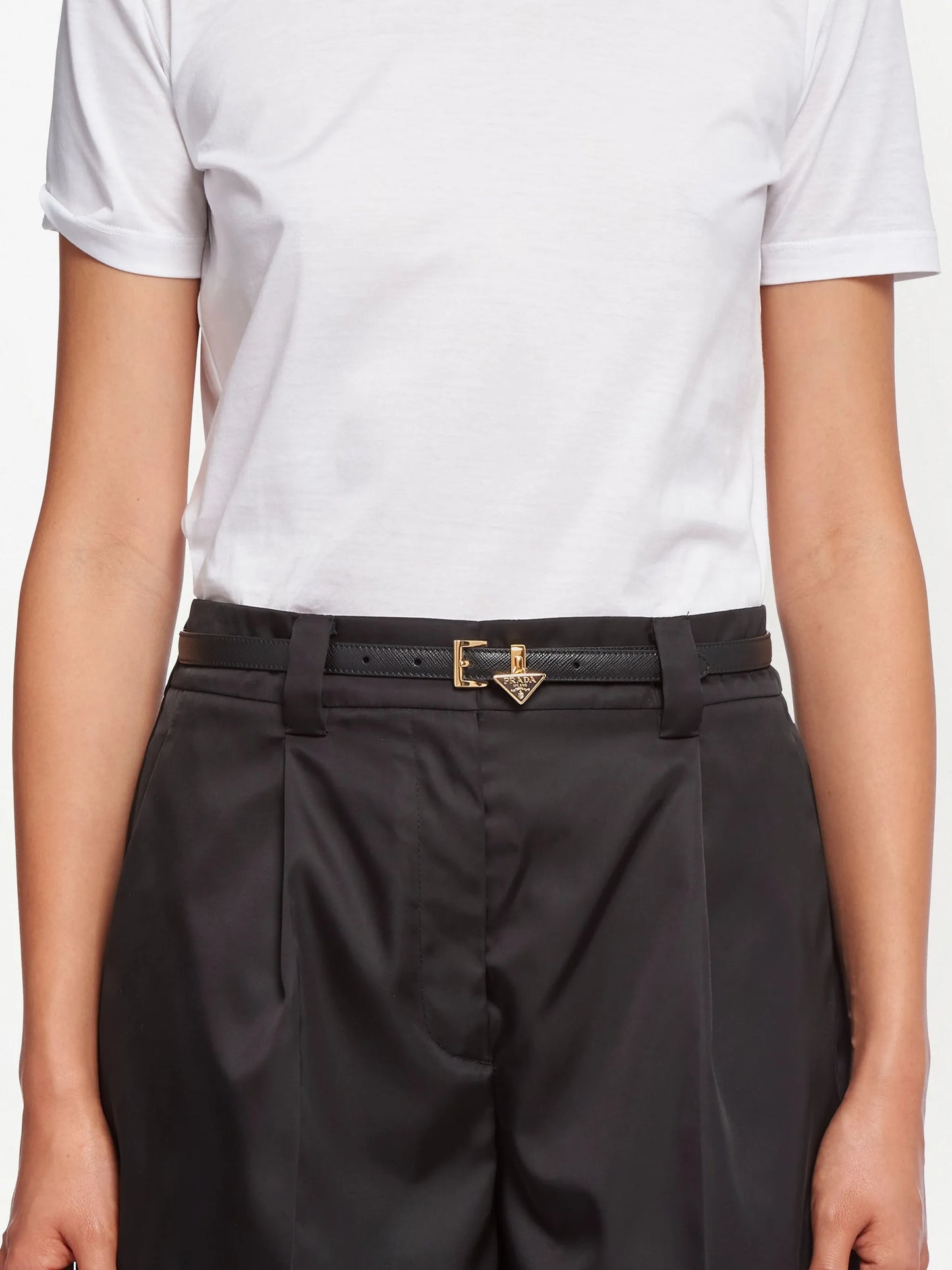 triangle-logo leather belt