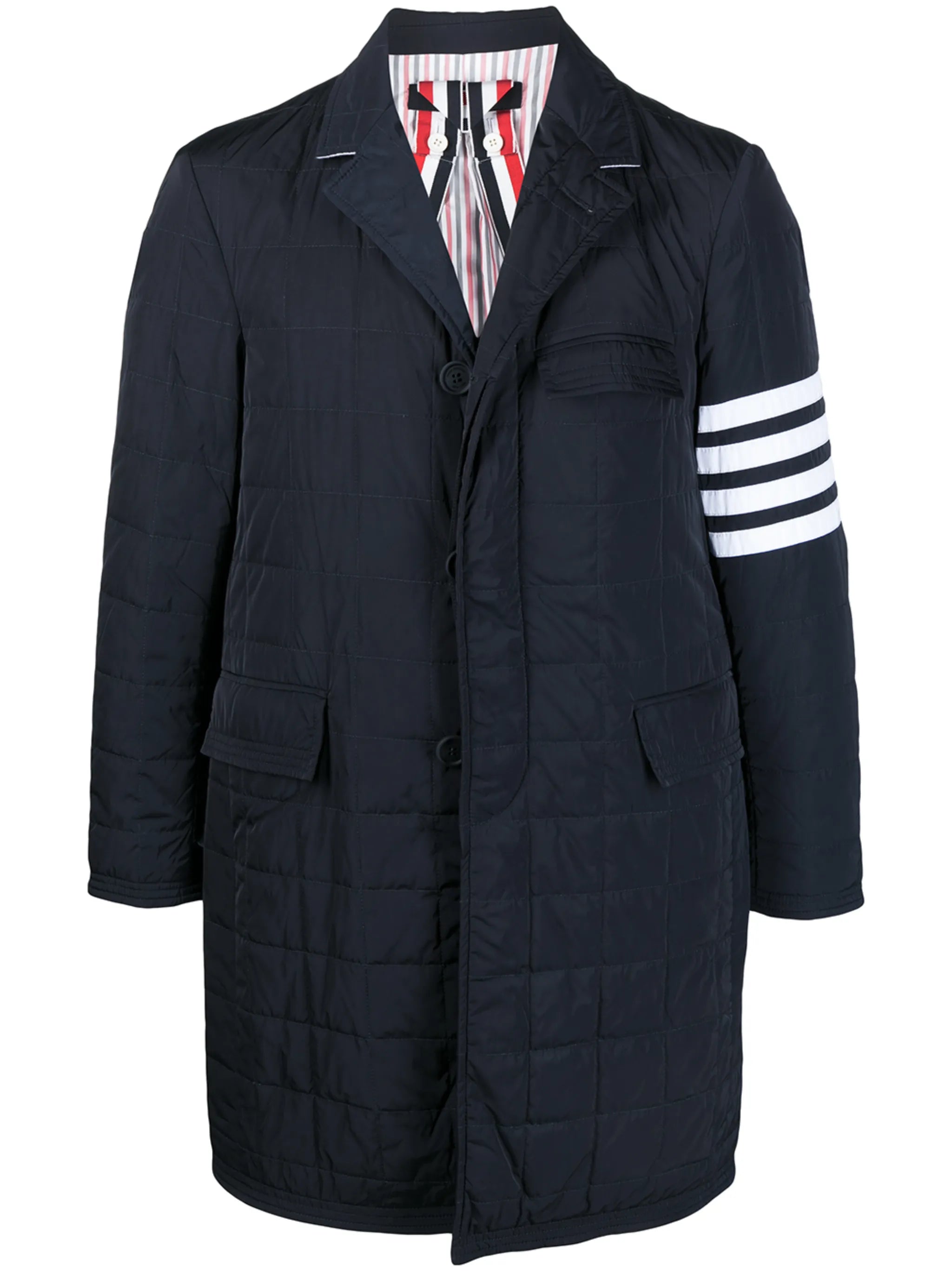 4-Bar motif padded tailored coat