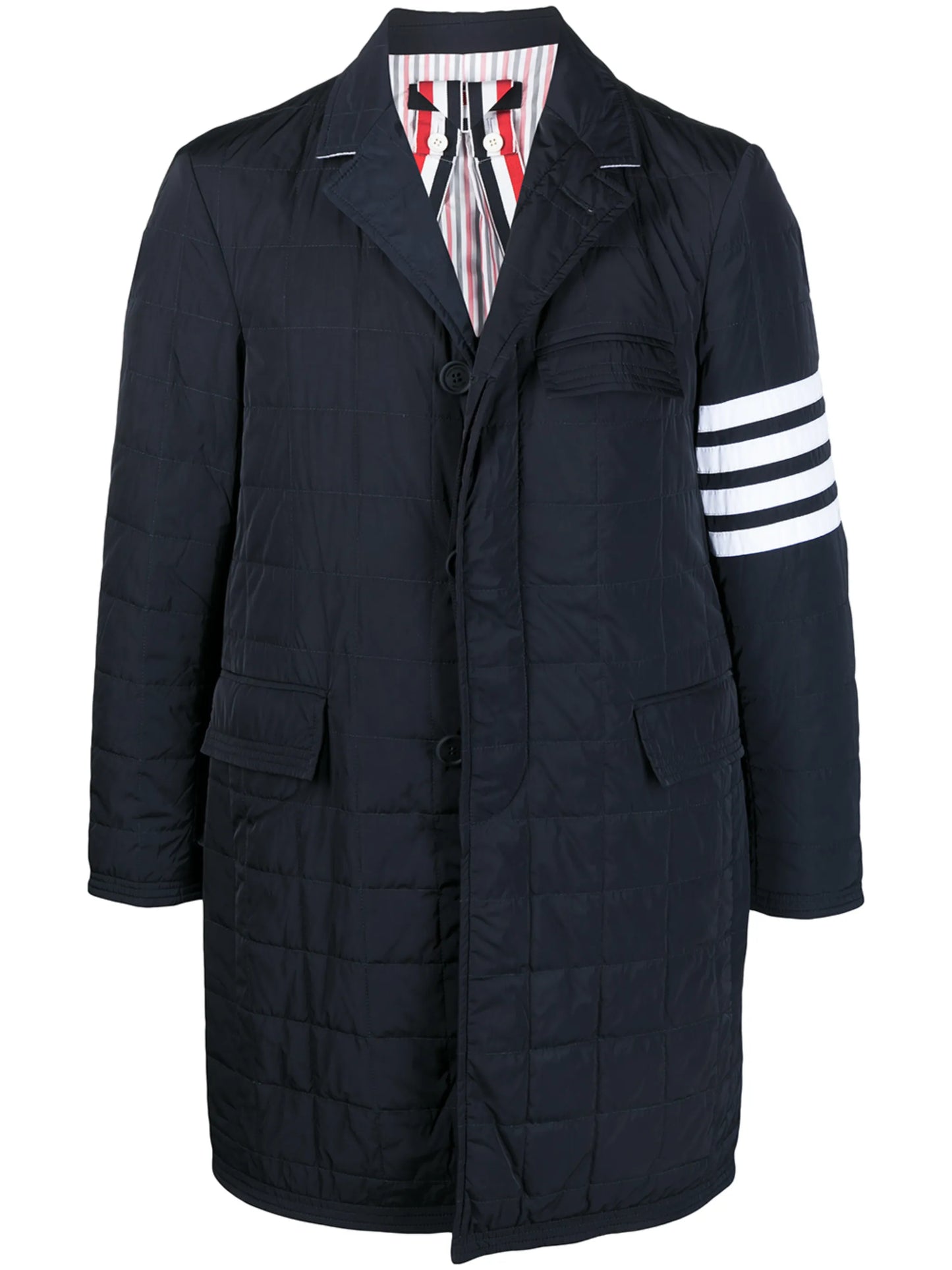 4-Bar motif padded tailored coat