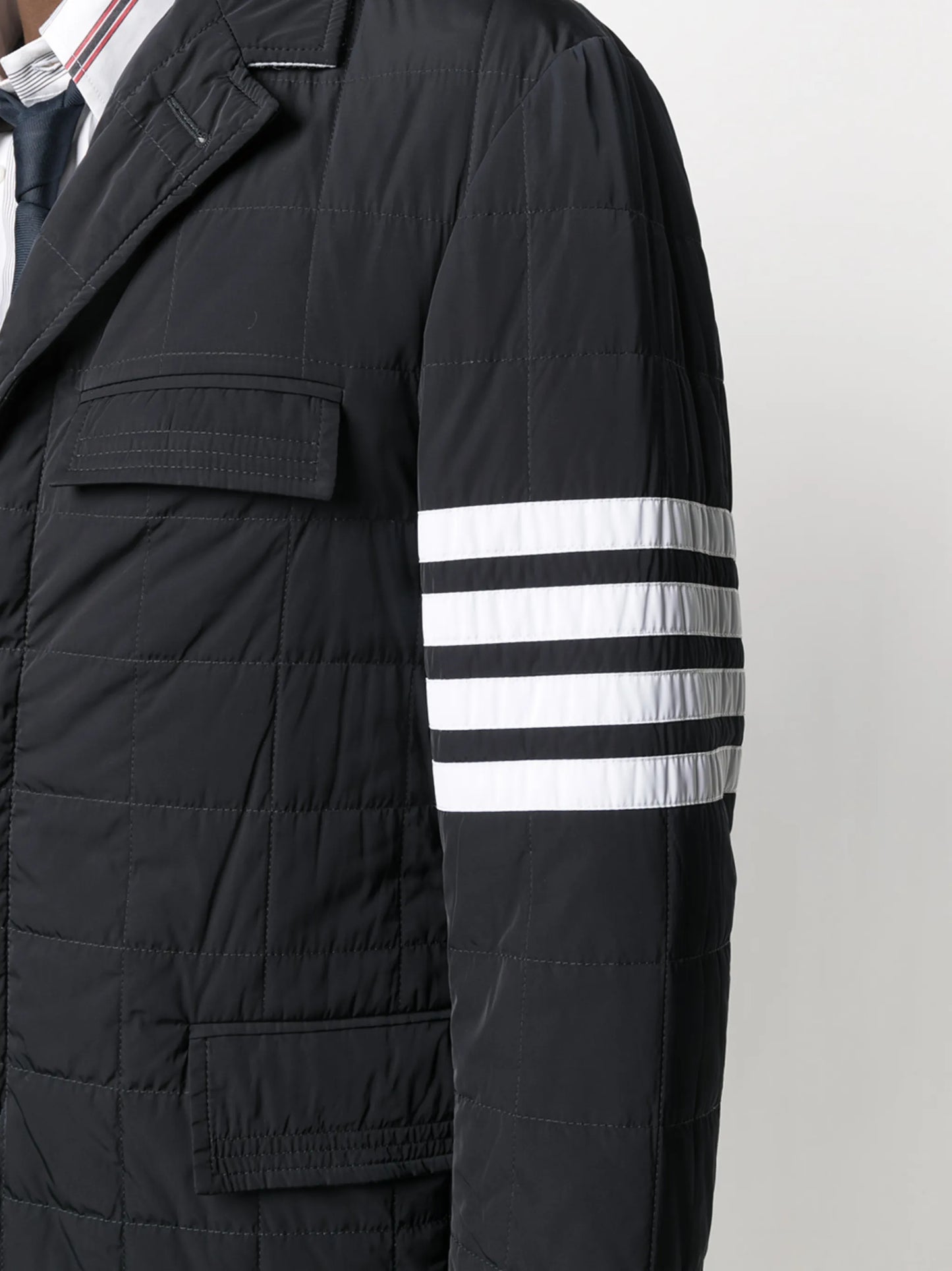 4-Bar motif padded tailored coat