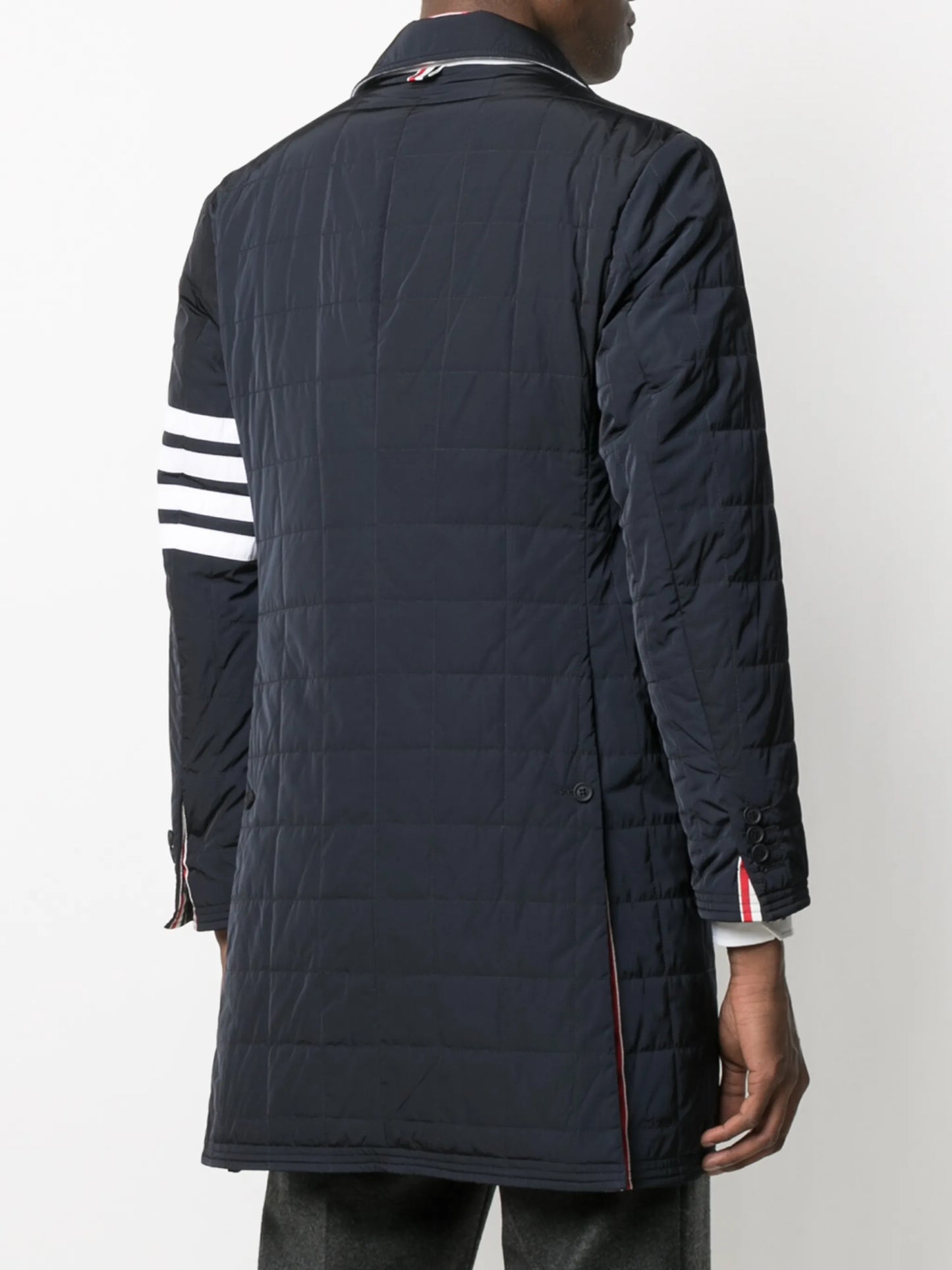 4-Bar motif padded tailored coat