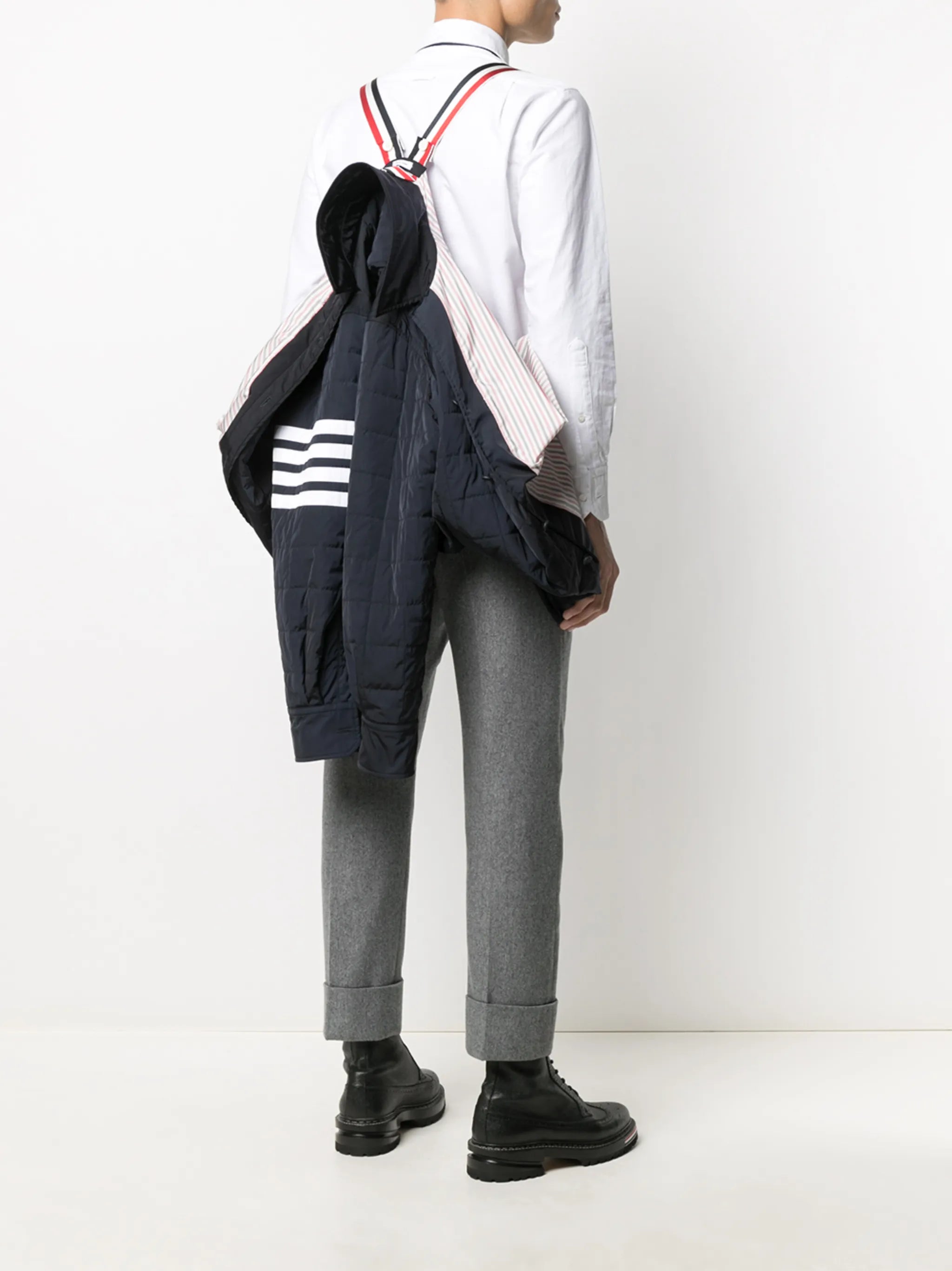 4-Bar stripe padded shirt jacket