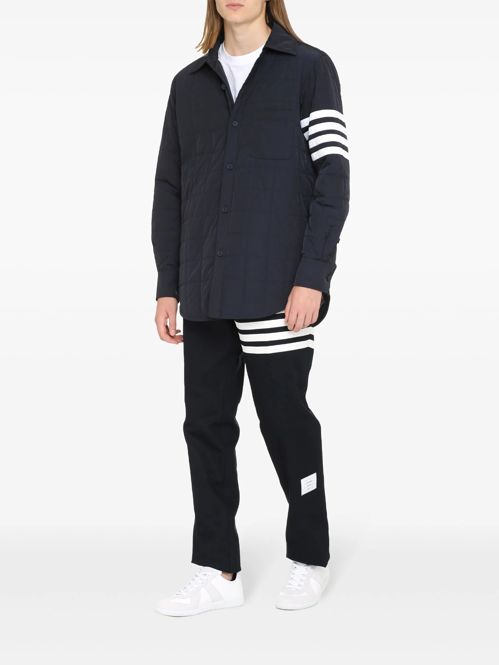 4-Bar stripe padded shirt jacket