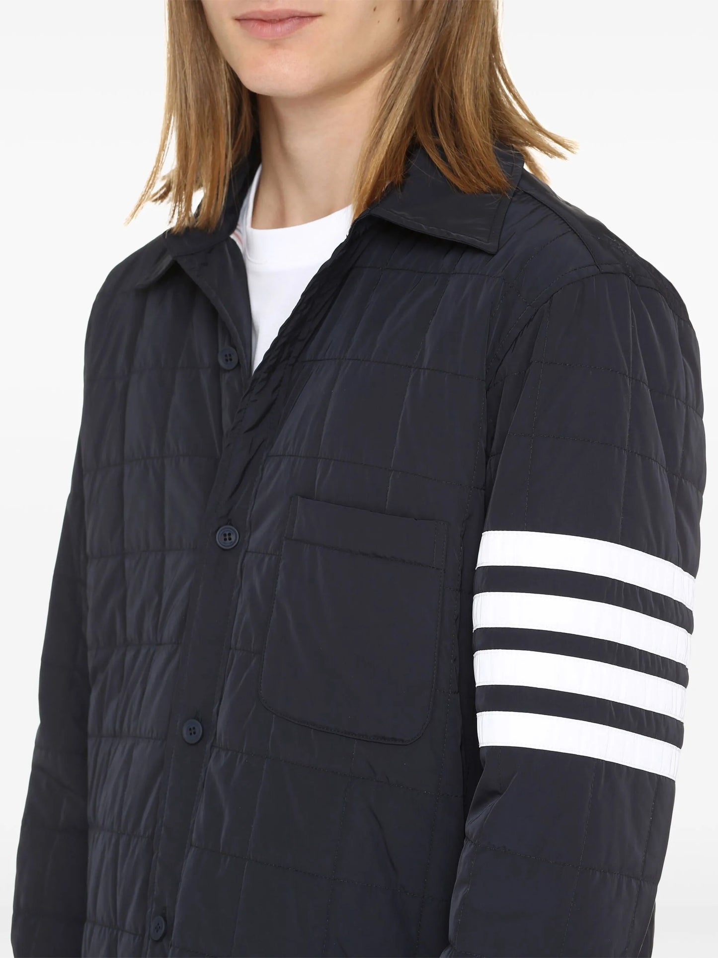 4-Bar stripe padded shirt jacket