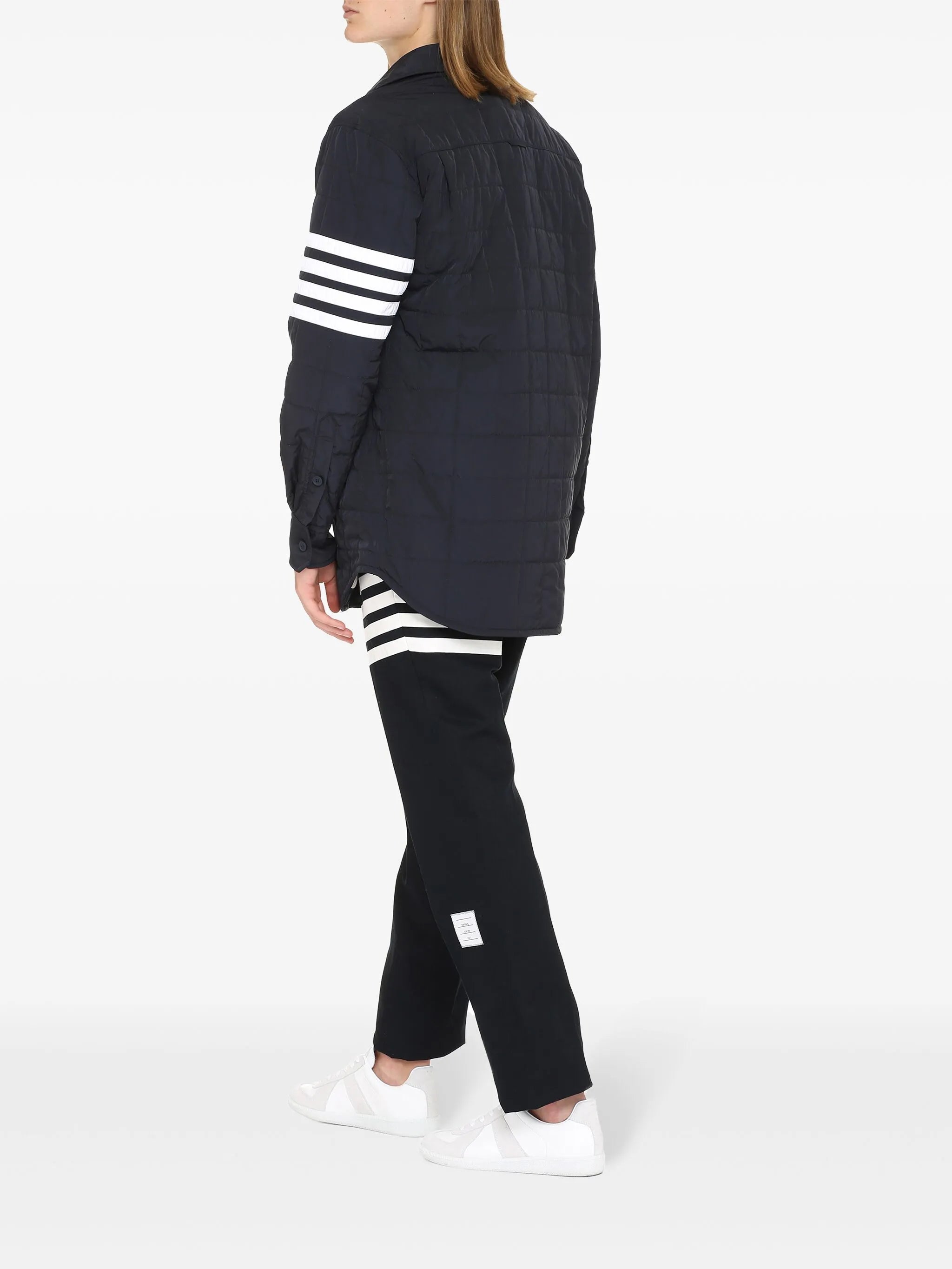 4-Bar stripe padded shirt jacket